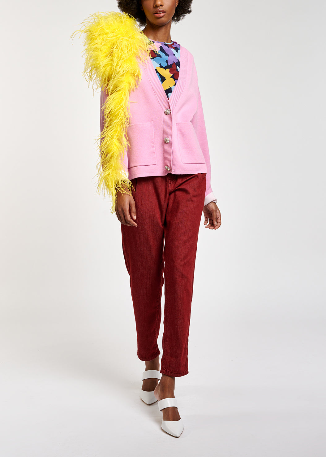 Pink cardigan with rhinestone buttons RE—SSENTIEL | Essentiel second hand