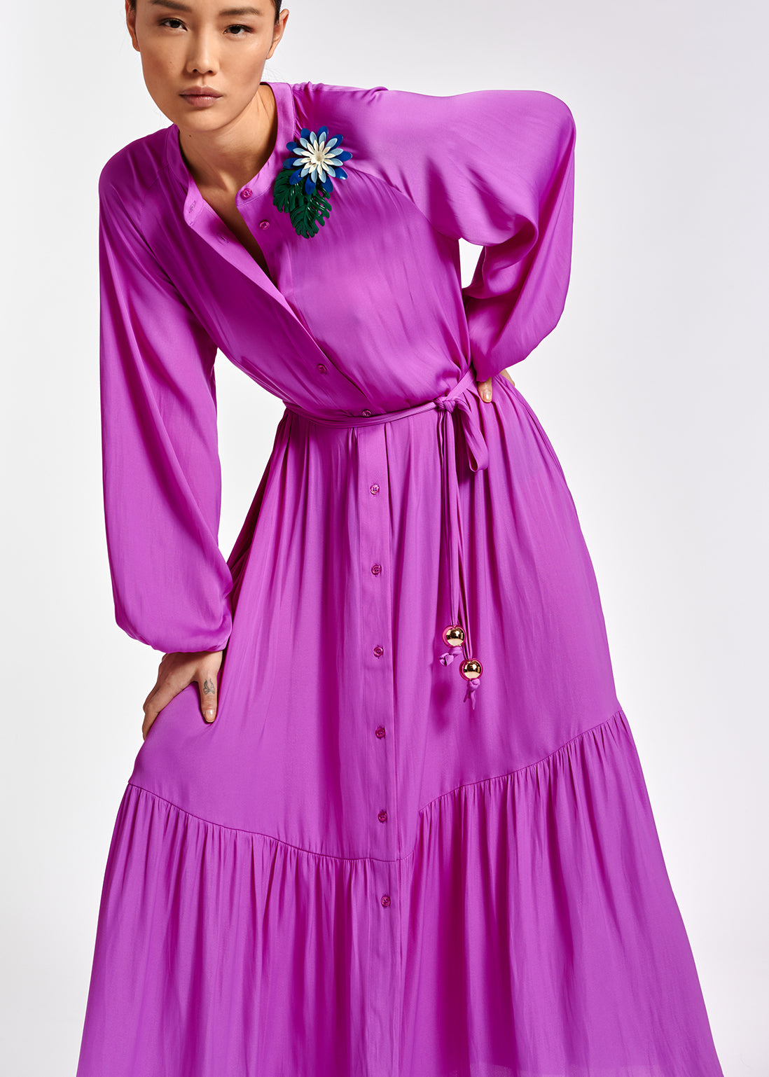 Lilac long-sleeved maxi dress RE—SSENTIEL | Essentiel second hand