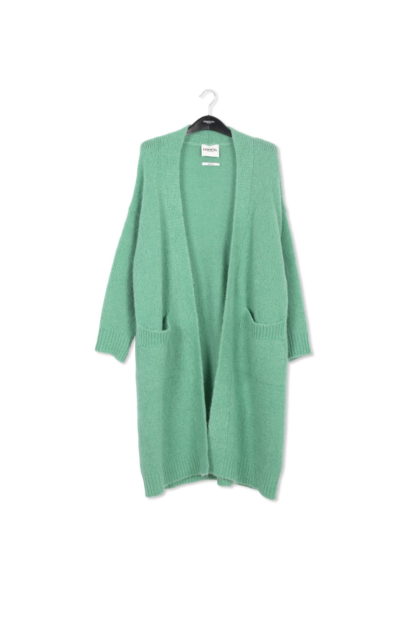 Teal midi-length mohair-blend cardigan RE—SSENTIEL | Essentiel second hand