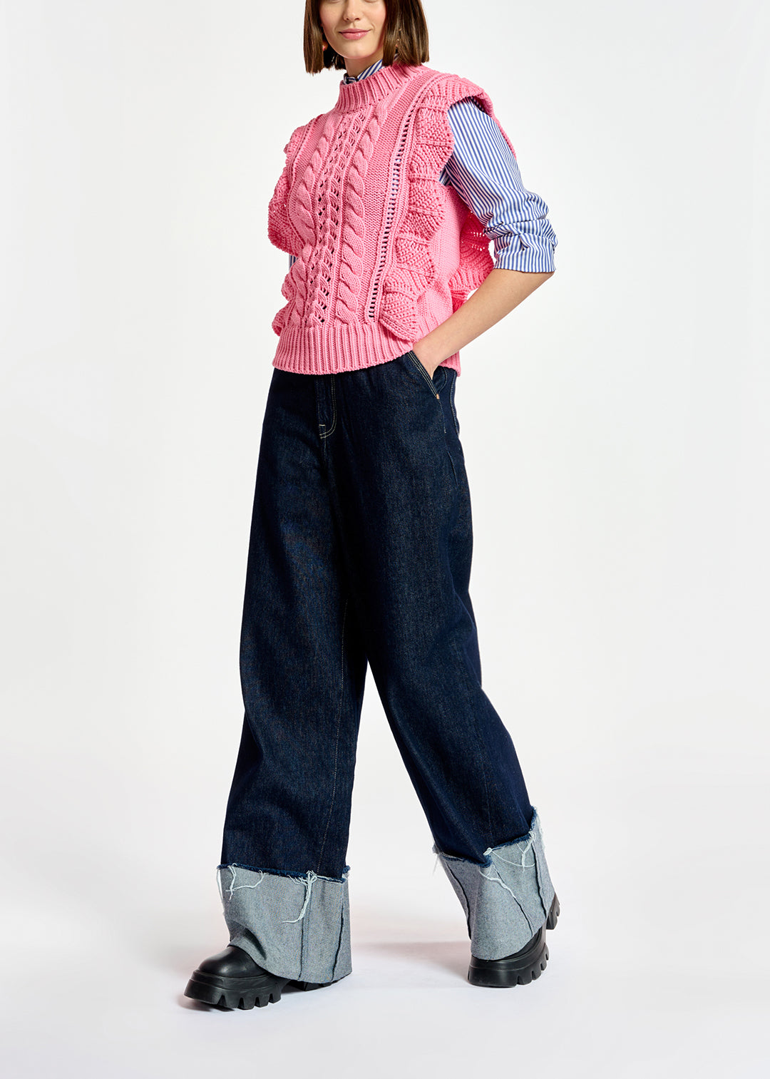 Pull sans manches rose clair à  volants RE—SSENTIEL | Essentiel second hand