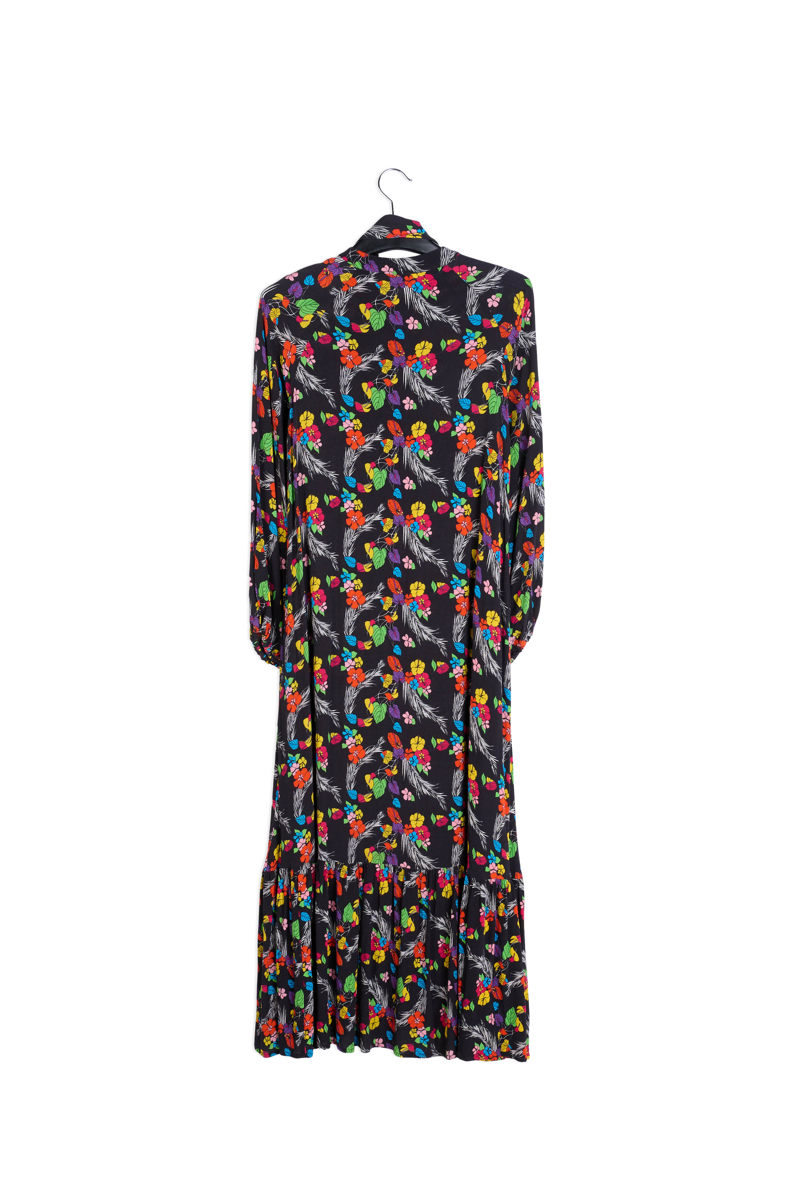 Zwarte maxi-jurk met tropische print RE—SSENTIEL | Essentiel second hand