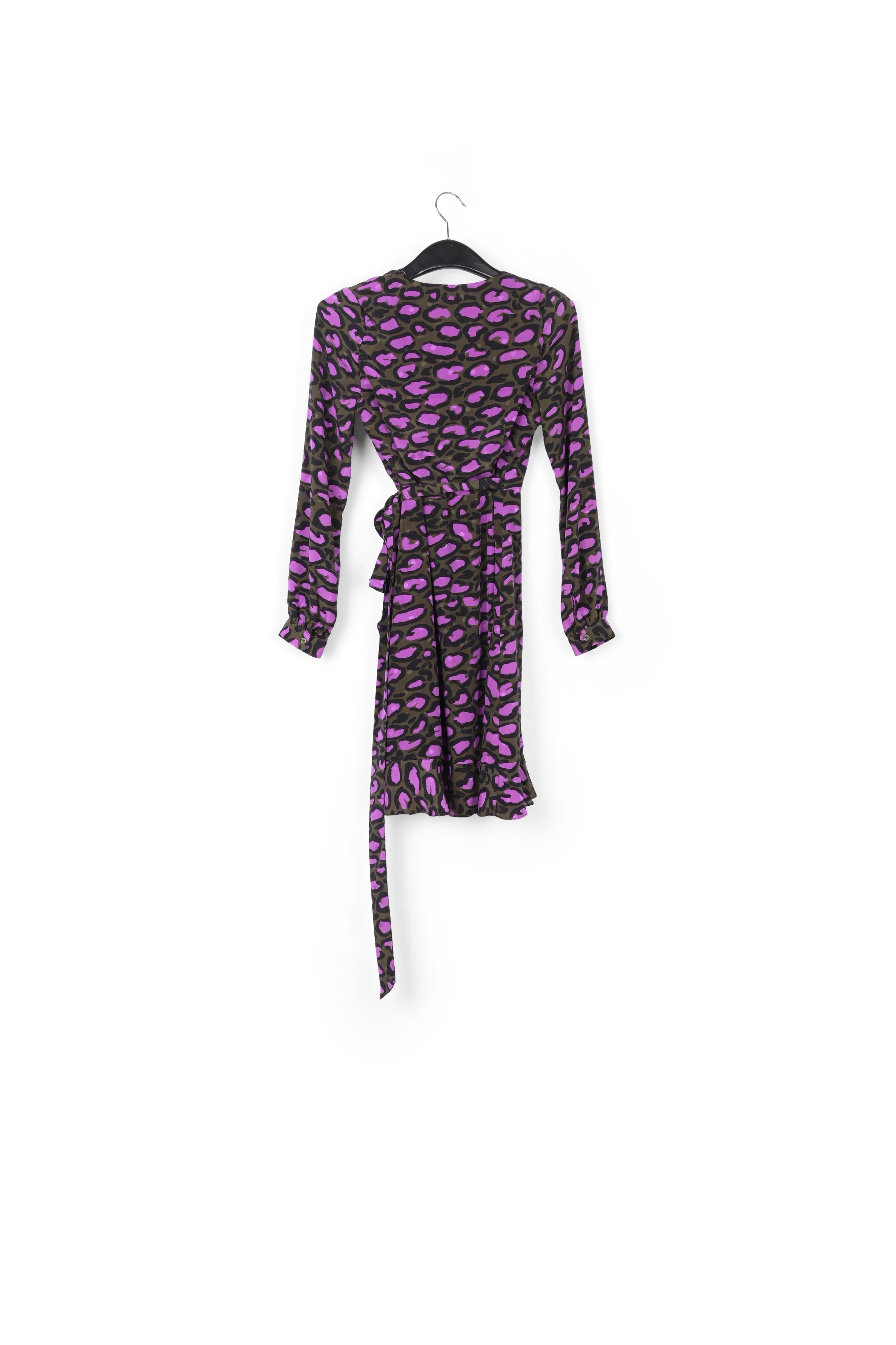 Robe portefeuille en soie vert kaki à imprimé léopard RE—SSENTIEL | Essentiel second hand