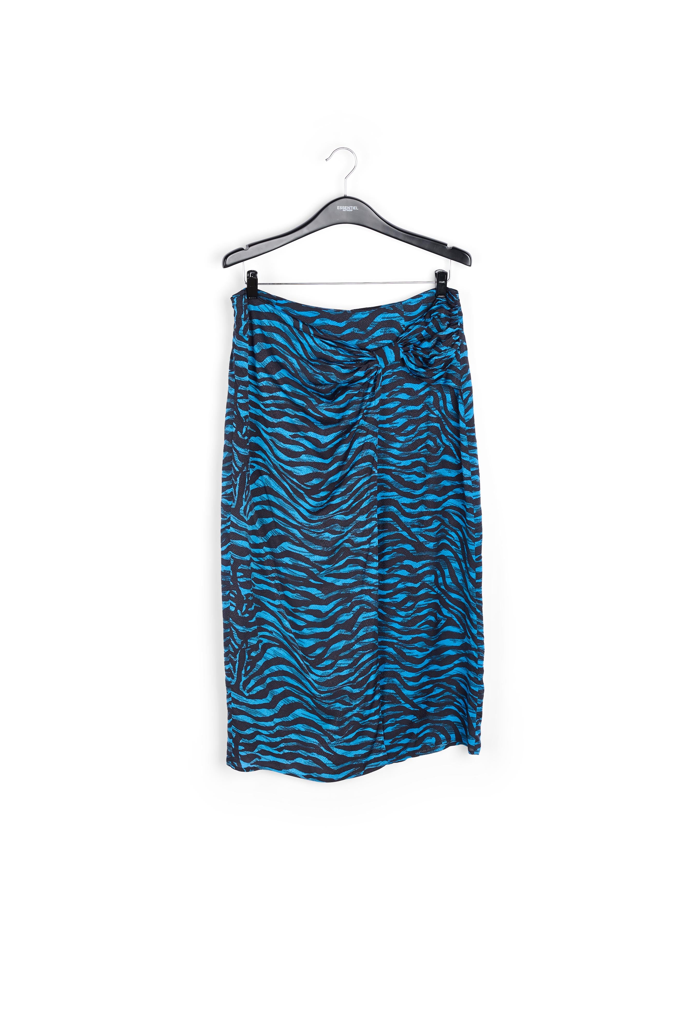 Blue and black wrap effect long pencil skirt RE—SSENTIEL | Essentiel second hand