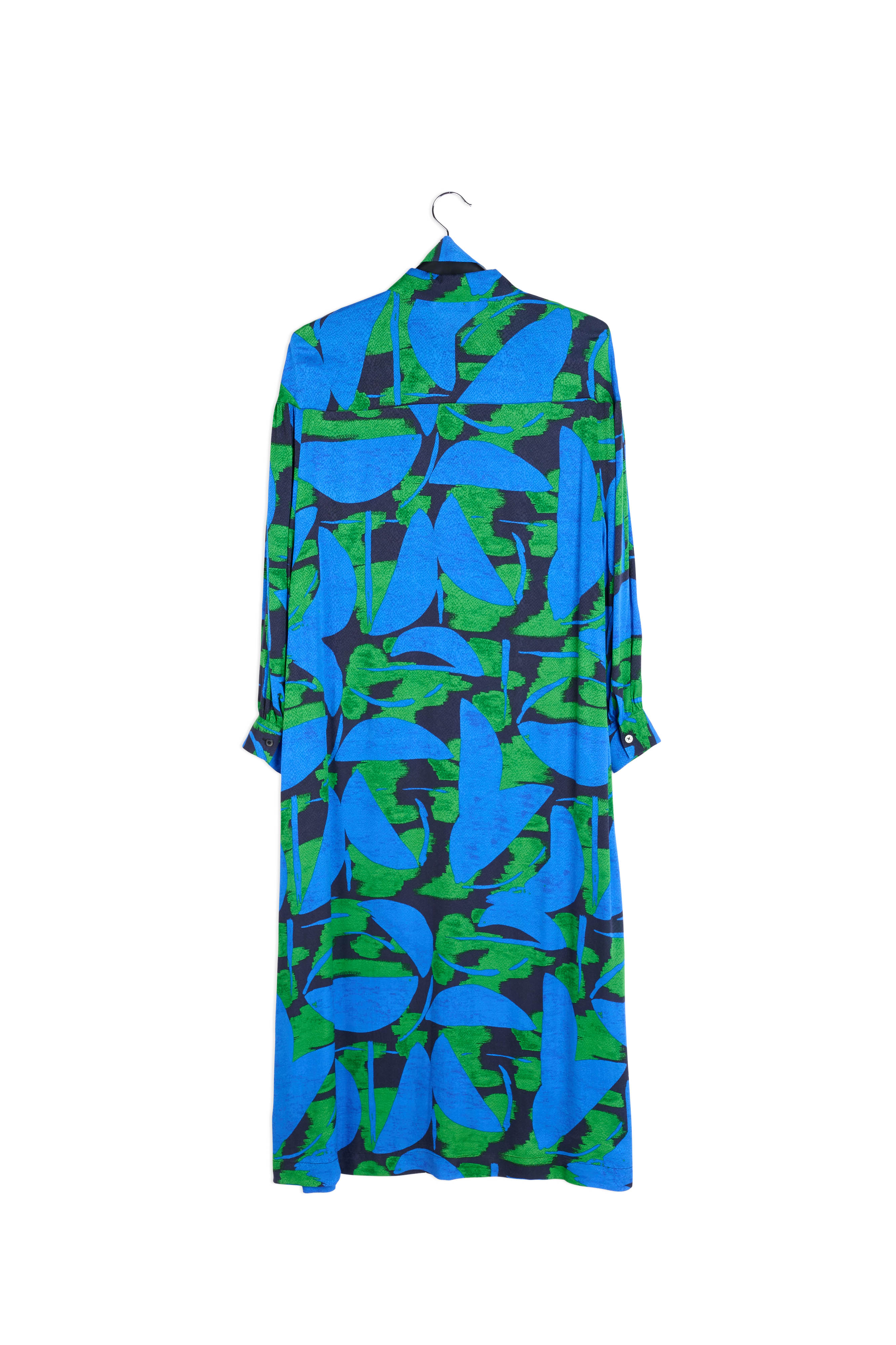 Blue, black and green abstract print midi dress RE—SSENTIEL | Essentiel second hand