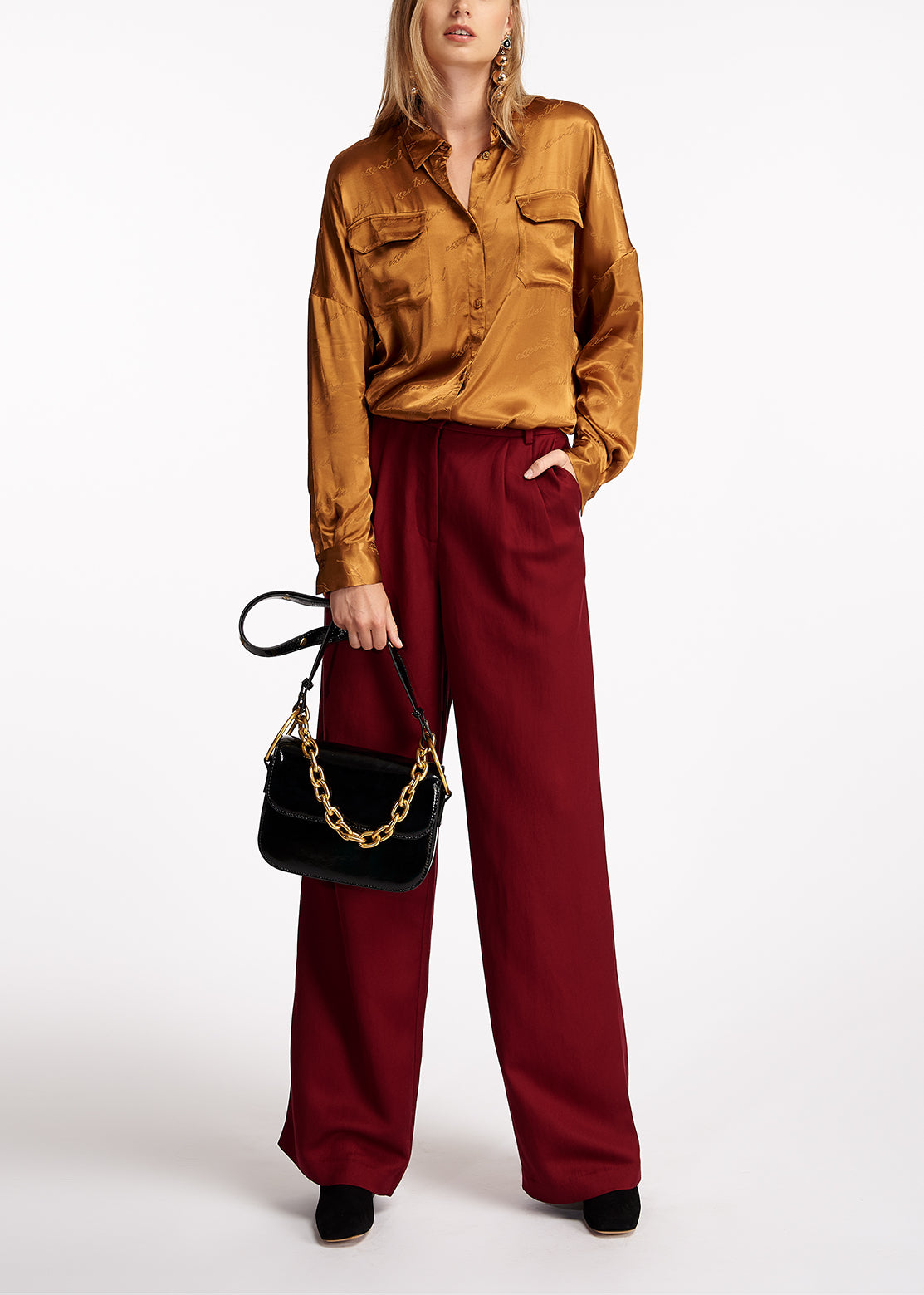 Pantalon marron aux jambes larges RE—SSENTIEL | Essentiel second hand