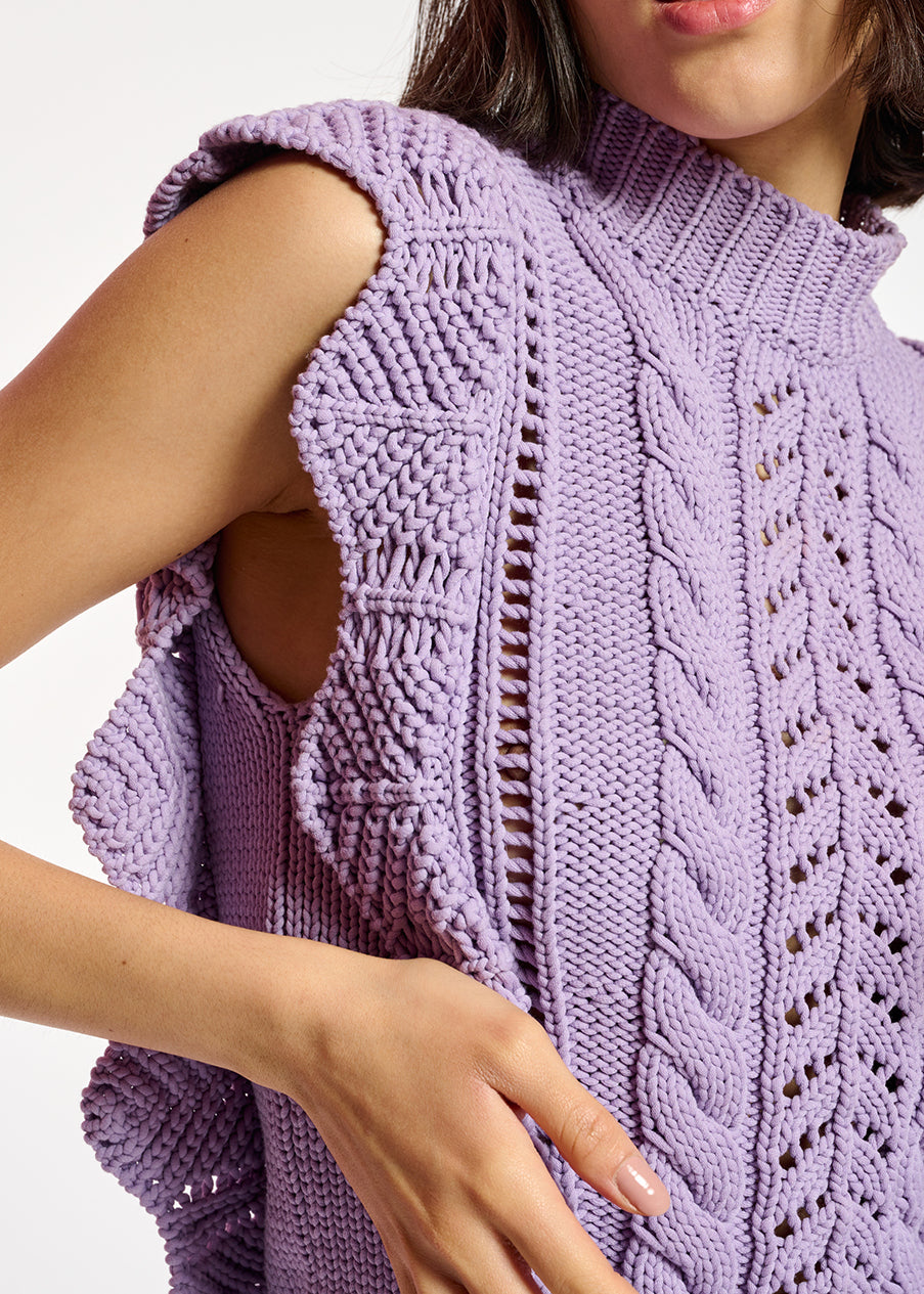 Pull sans manches lilas à  volants RE—SSENTIEL | Essentiel second hand