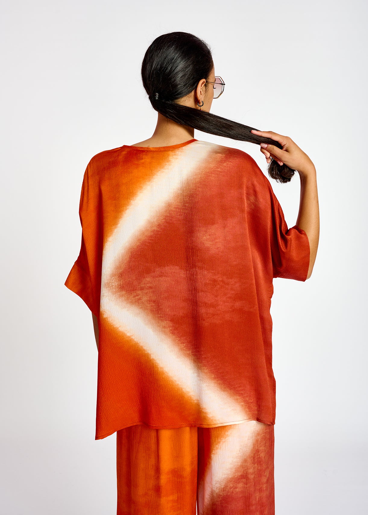 Orange boxy tie-dye print top RE—SSENTIEL | Essentiel second hand