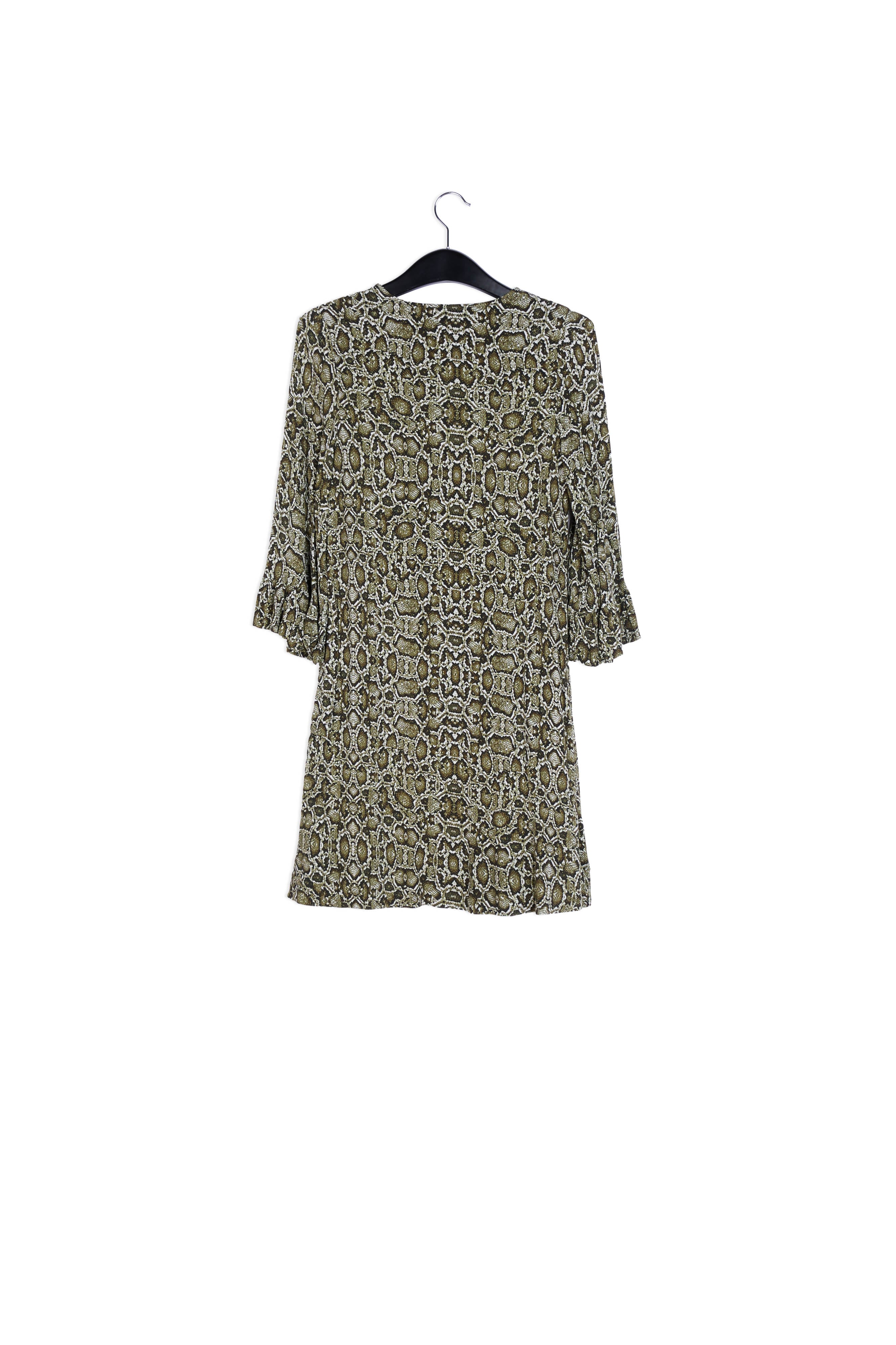 Kakigroene mini-jurk met slangenprint RE—SSENTIEL | Essentiel second hand