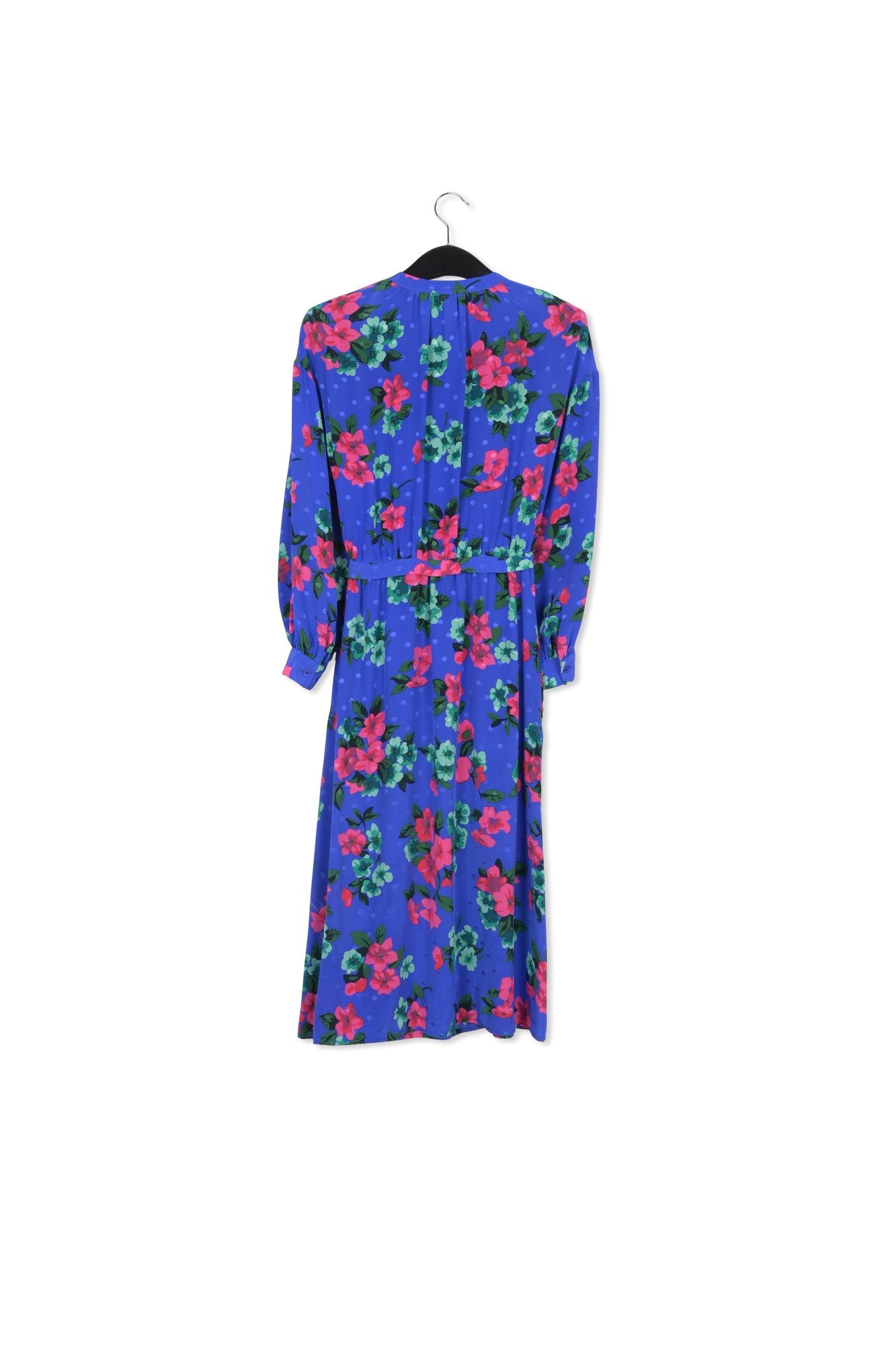 Dark blue floral and polka dot silk shirt dress RE—SSENTIEL | Essentiel second hand