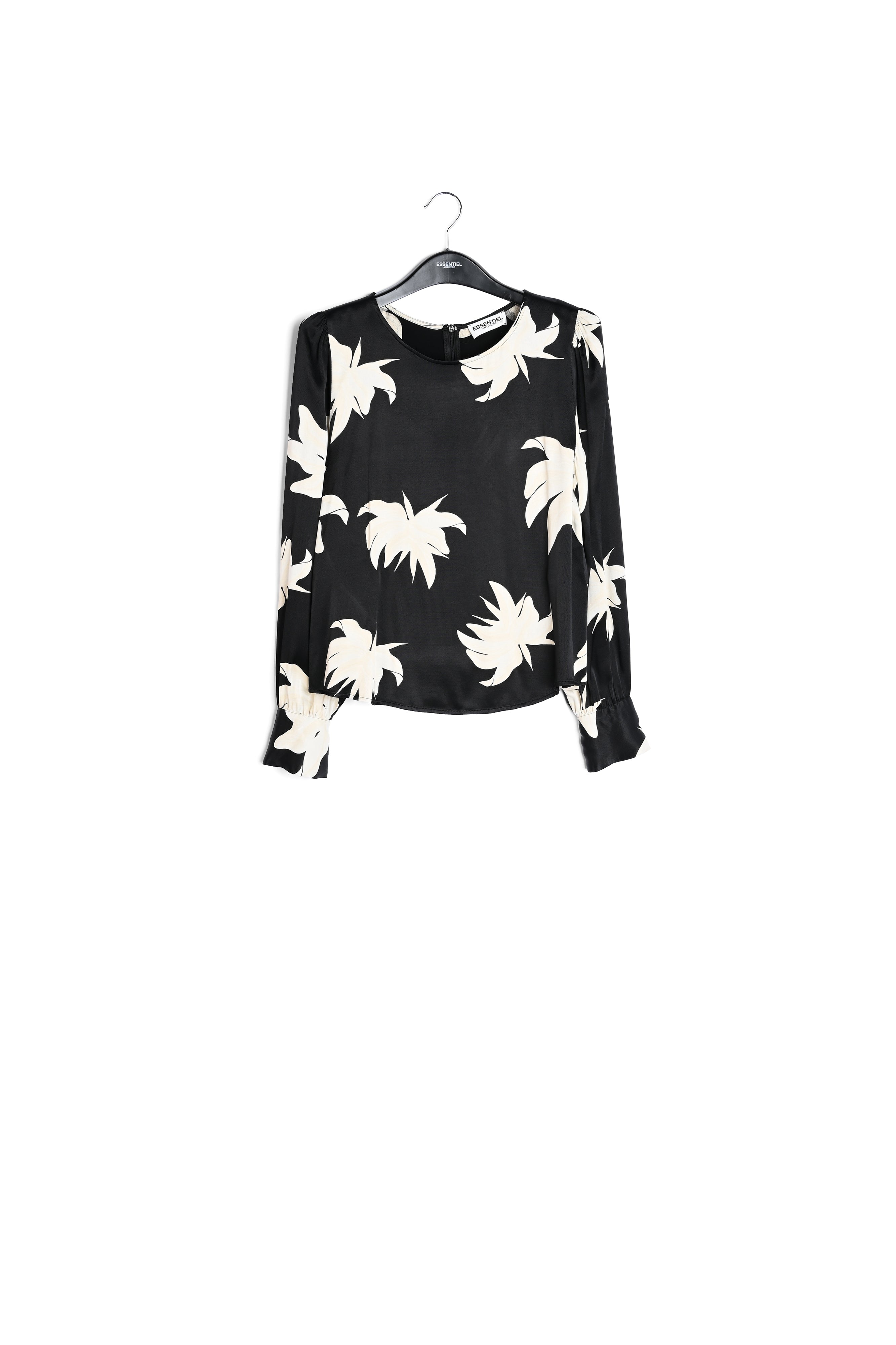 Top met zwart en gebroken witte bloemenprint RE—SSENTIEL | Essentiel second hand