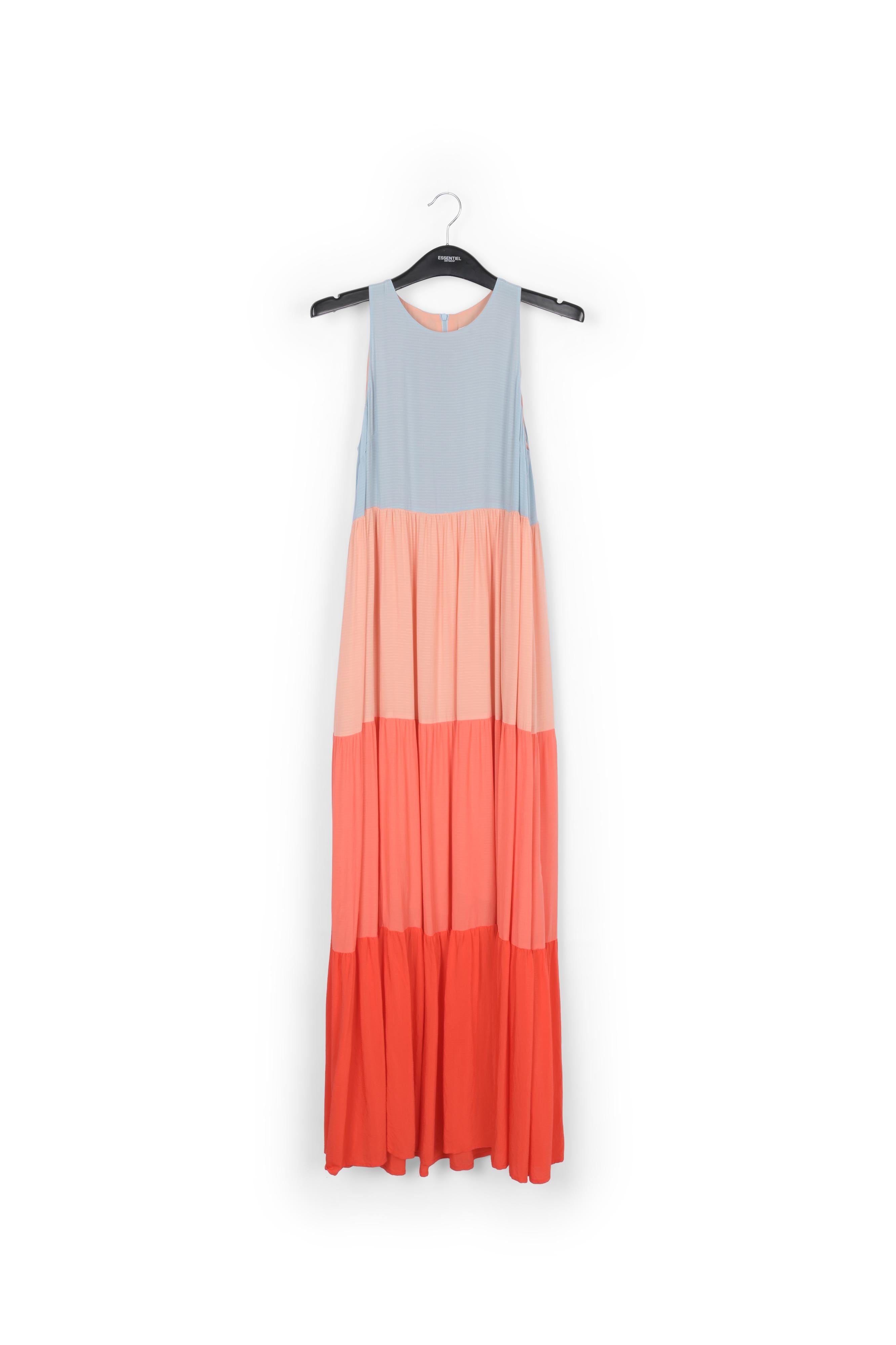 Maxi robe bleu clair, orange et rouge RE—SSENTIEL | Essentiel second hand