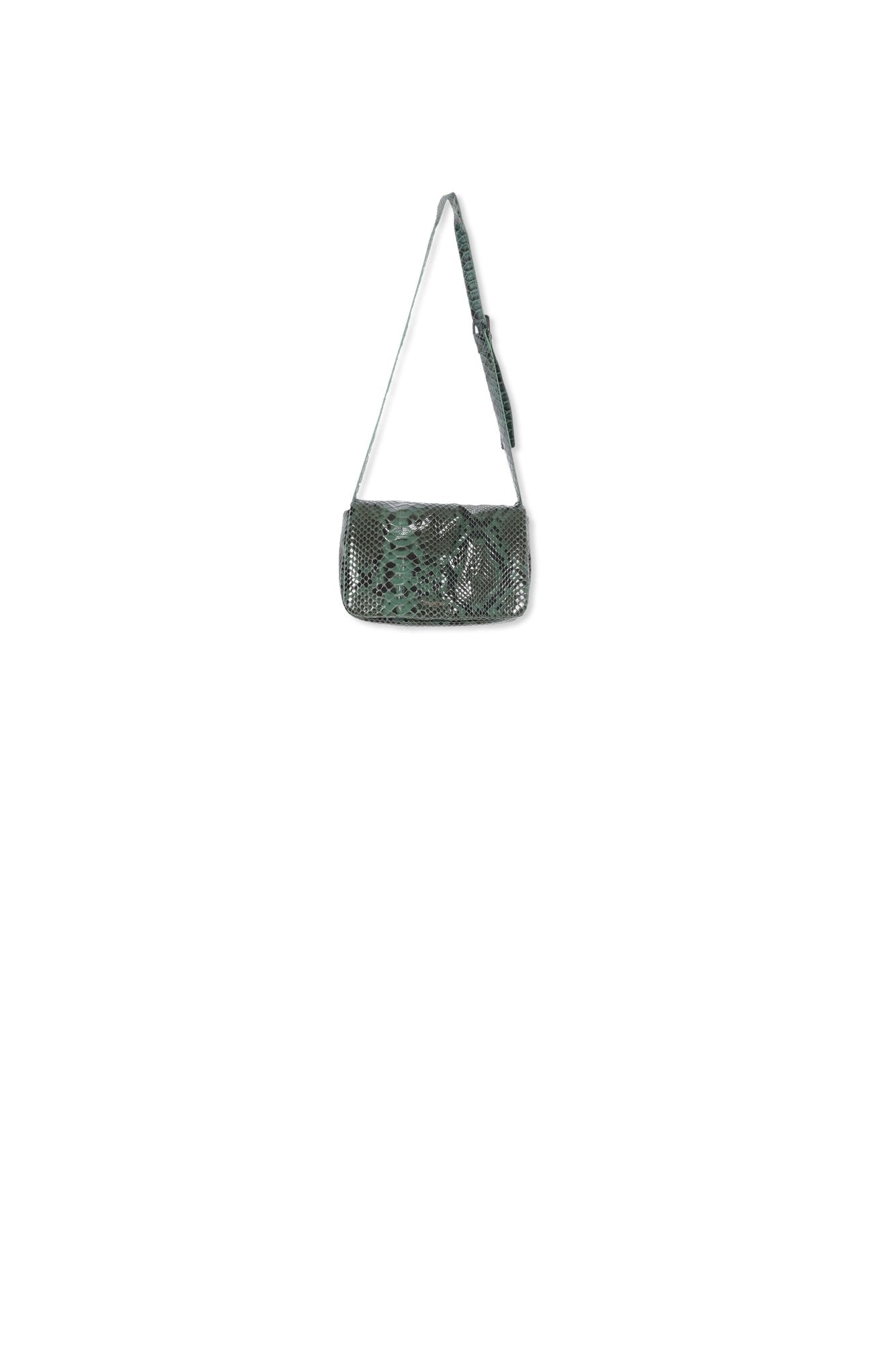 Dark green snake-effect shoulder bag RE—SSENTIEL | Essentiel second hand