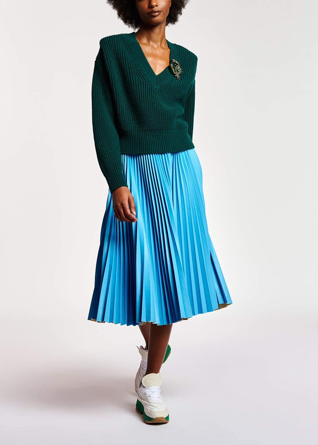 Dark green sweater with padded shoulders RE—SSENTIEL | Essentiel second hand