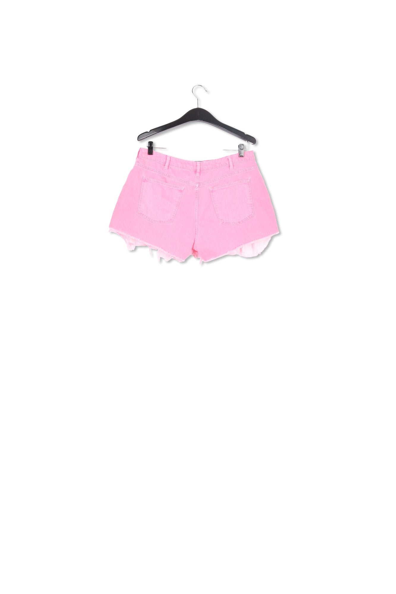 Neon pink frayed denim shorts RE—SSENTIEL | Essentiel second hand
