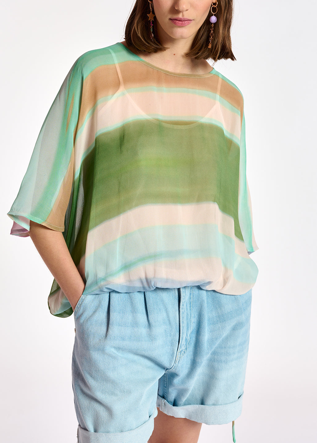 Multicolor voluminous sheer top RE—SSENTIEL | Essentiel second hand