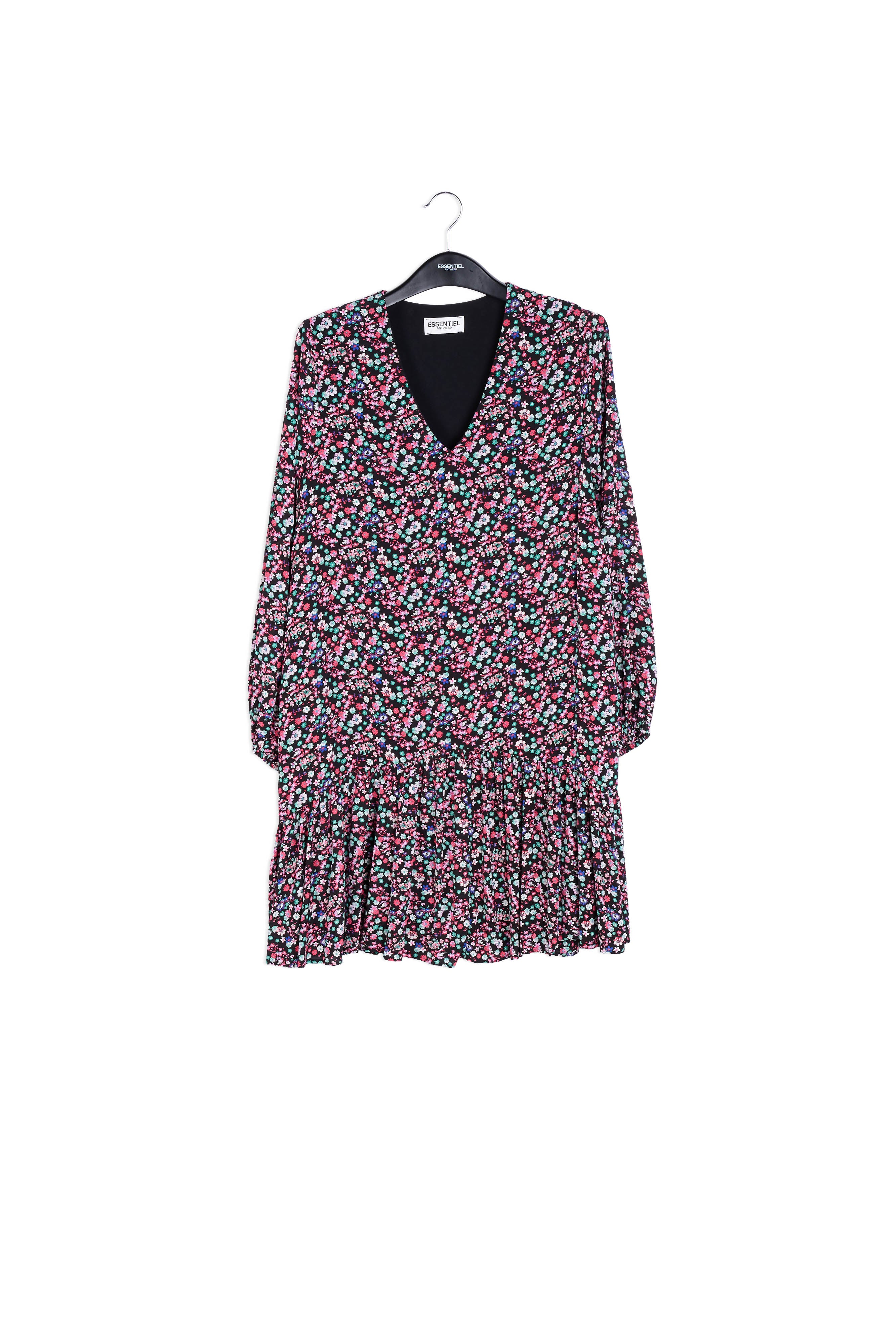 Mini robe noire à imprimé floral RE—SSENTIEL | Essentiel second hand