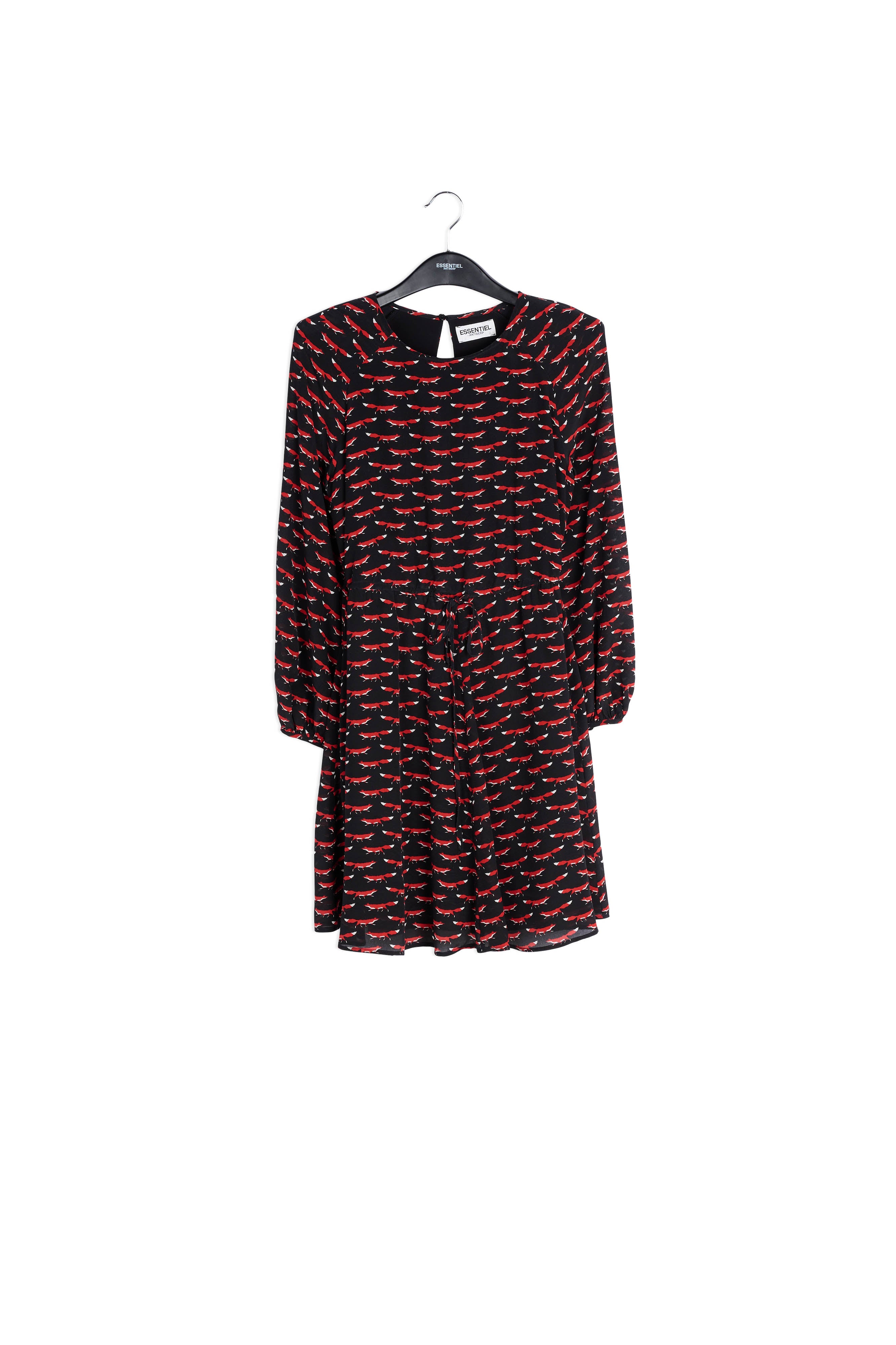 Black silk mini dress with fox print RE—SSENTIEL | Essentiel second hand
