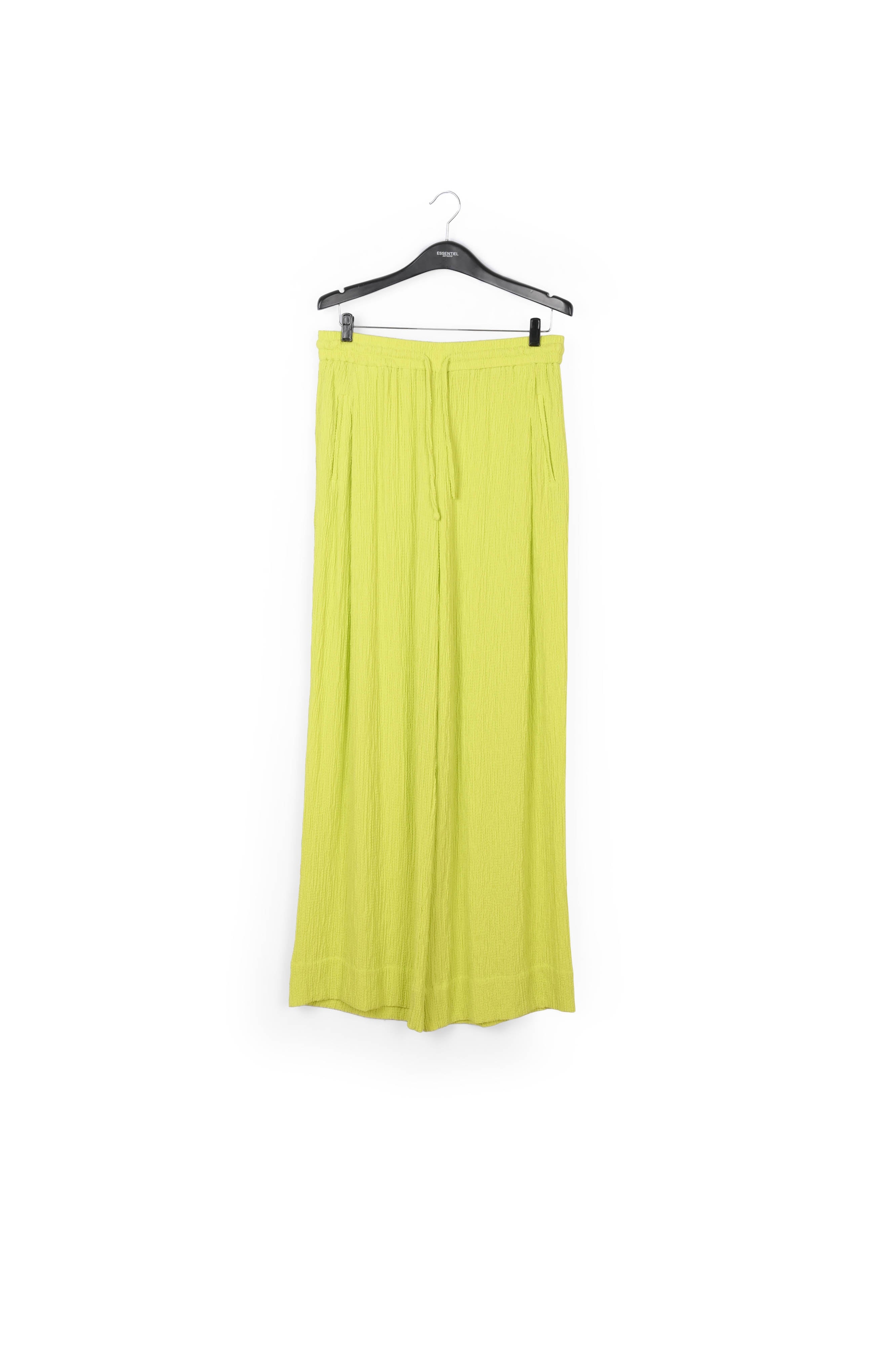 Lime green wide-leg seersucker pants RE—SSENTIEL | Essentiel second hand