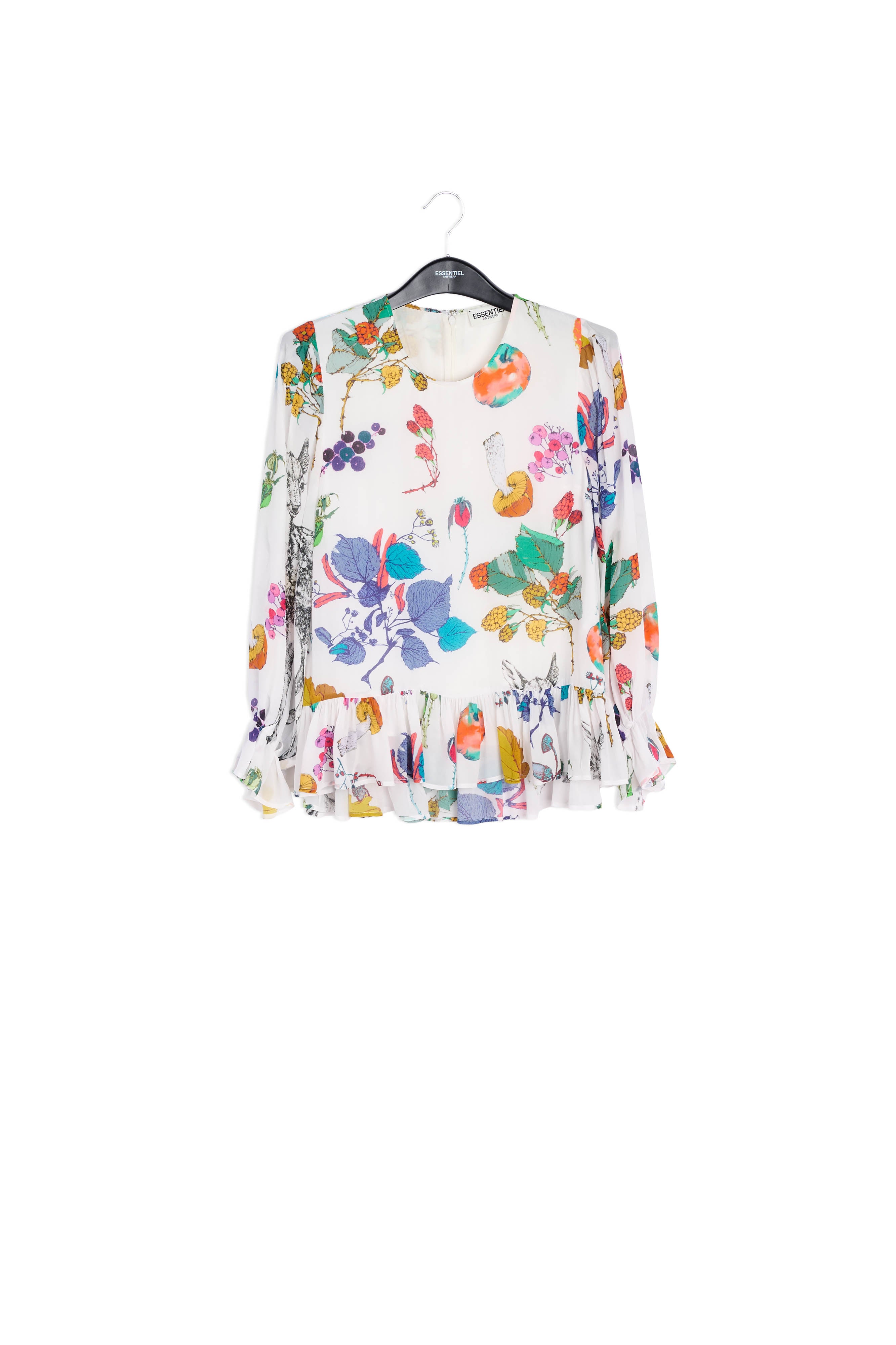 Blouse à imprimé nature sur fond blanc cassé RE—SSENTIEL | Essentiel second hand