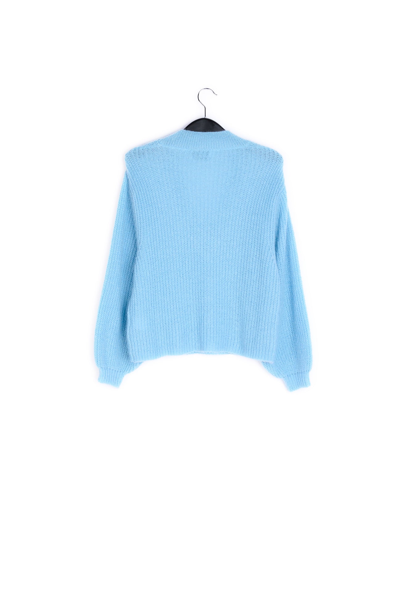Light blue ribbed-knit V-neck sweater RE—SSENTIEL | Essentiel second hand