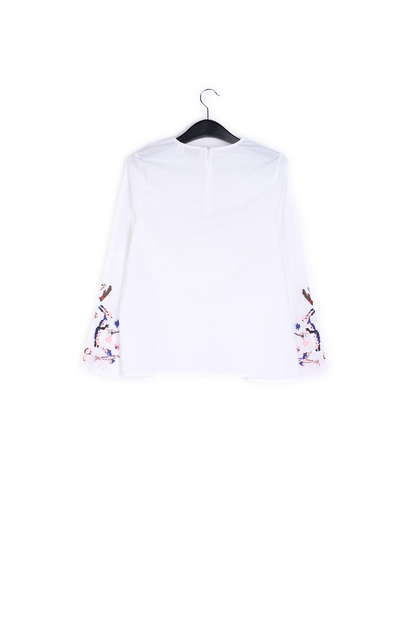 White embroidered trumpet sleeve top RE—SSENTIEL | Essentiel second hand