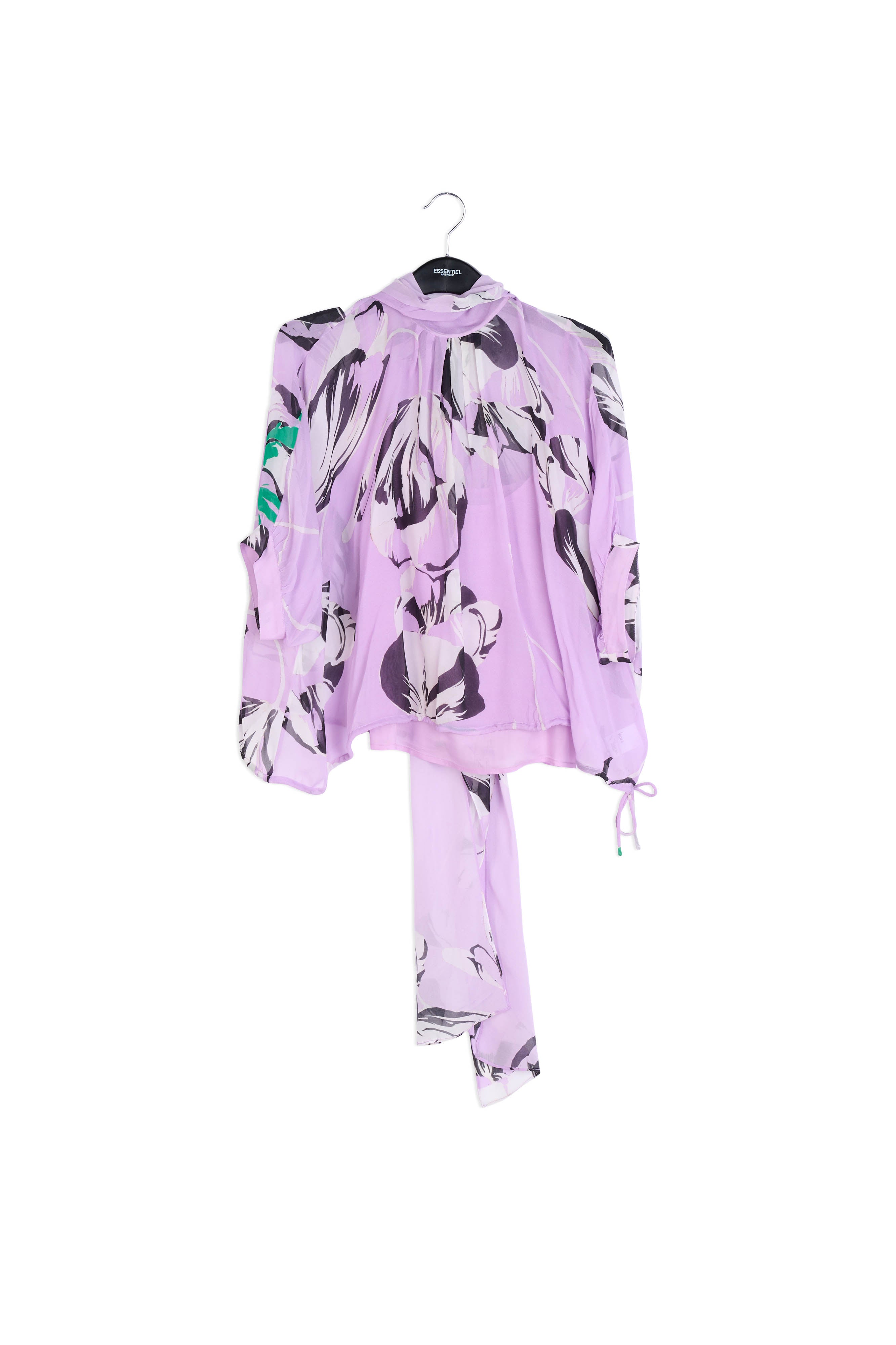 Lilac voluminous floral-print sheer top RE—SSENTIEL | Essentiel second hand