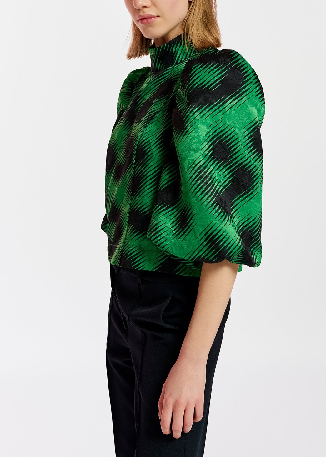 Green jacquard top with leopard print RE—SSENTIEL | Essentiel second hand