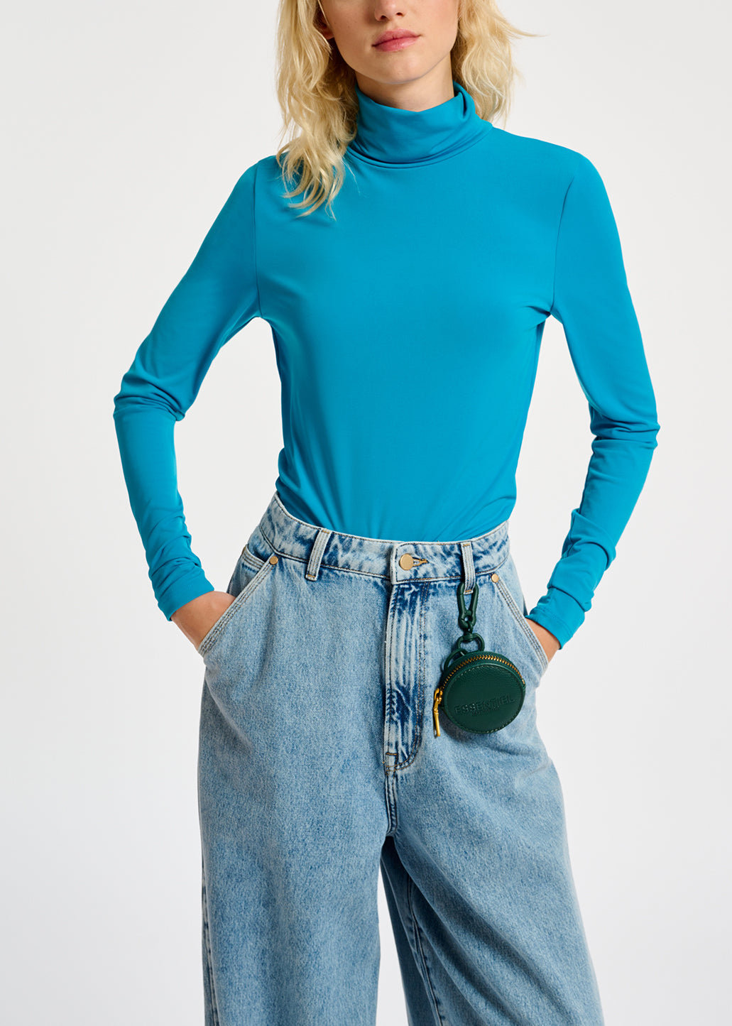 Blue slim-fit turtleneck top RE—SSENTIEL | Essentiel second hand