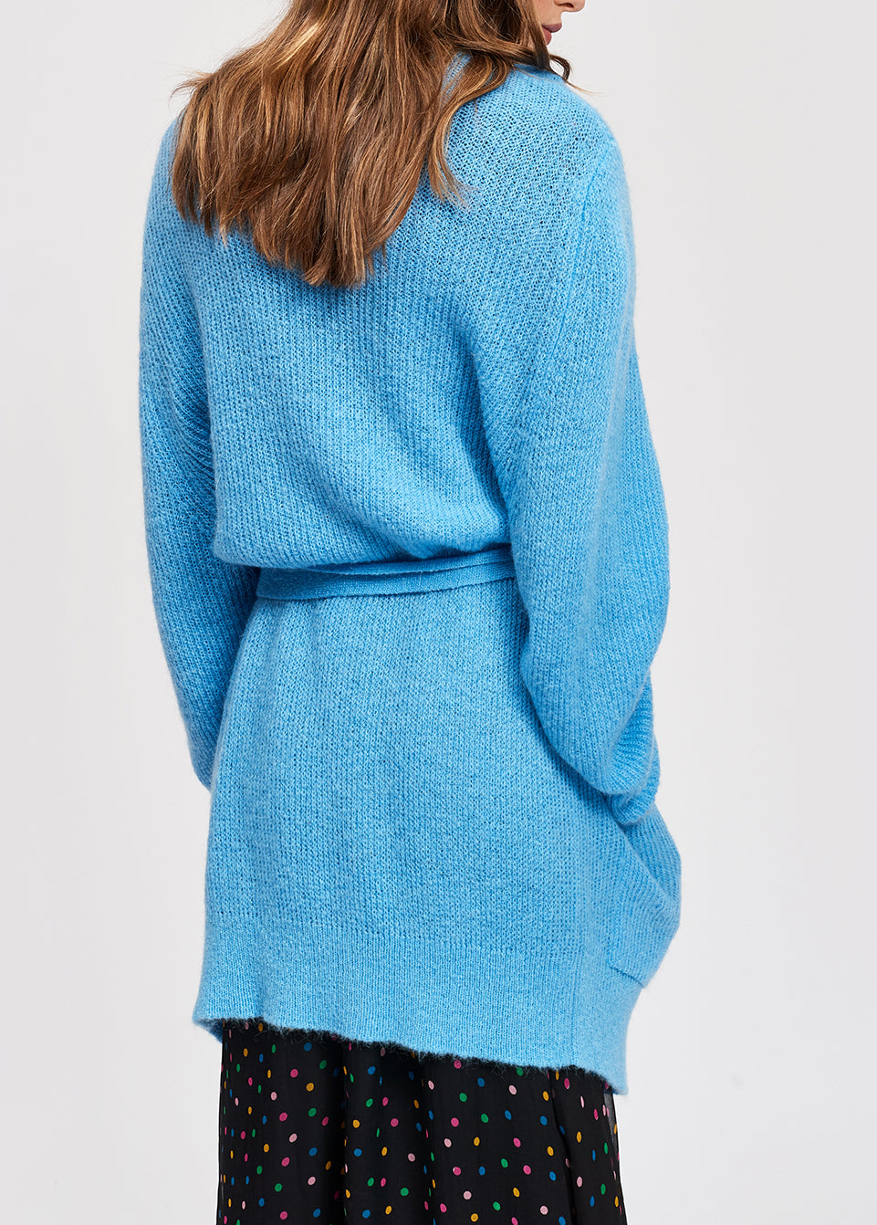 Light blue mohair blend cardigan with belt RE—SSENTIEL | Essentiel second hand