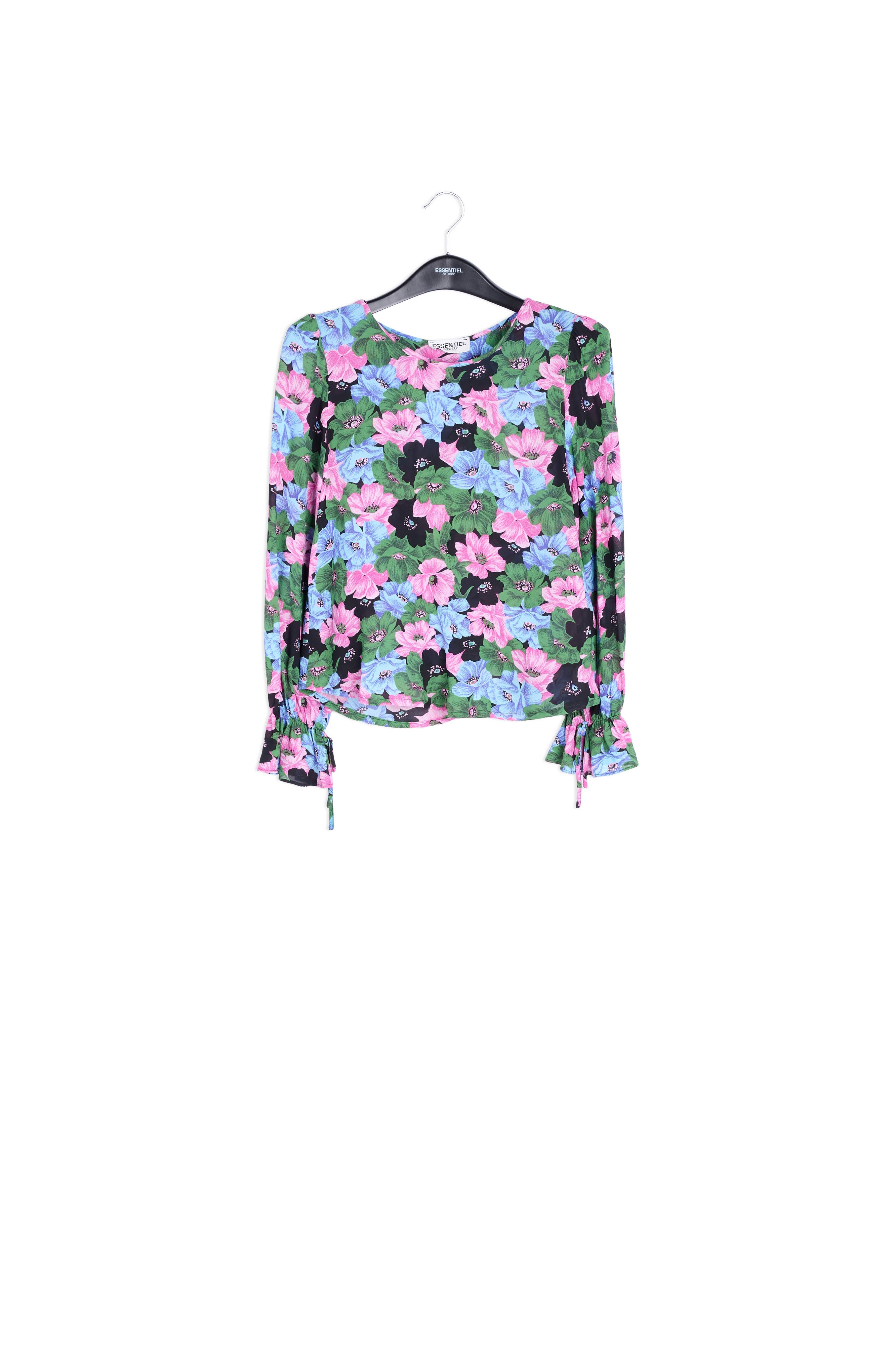 Chemisier noir, vert clair et fuchsia à imprimé floral RE—SSENTIEL | Essentiel second hand