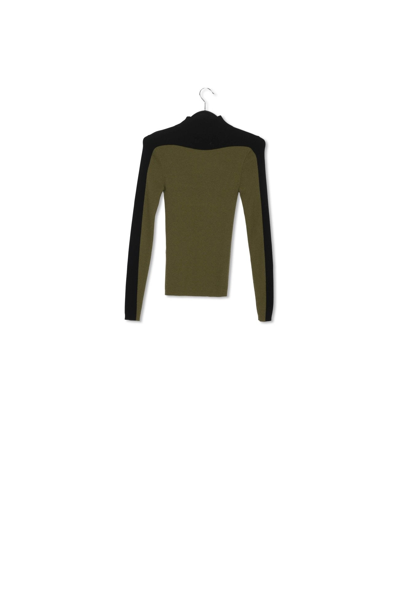 Pull à col roulé bicolore kaki et noir RE—SSENTIEL | Essentiel second hand
