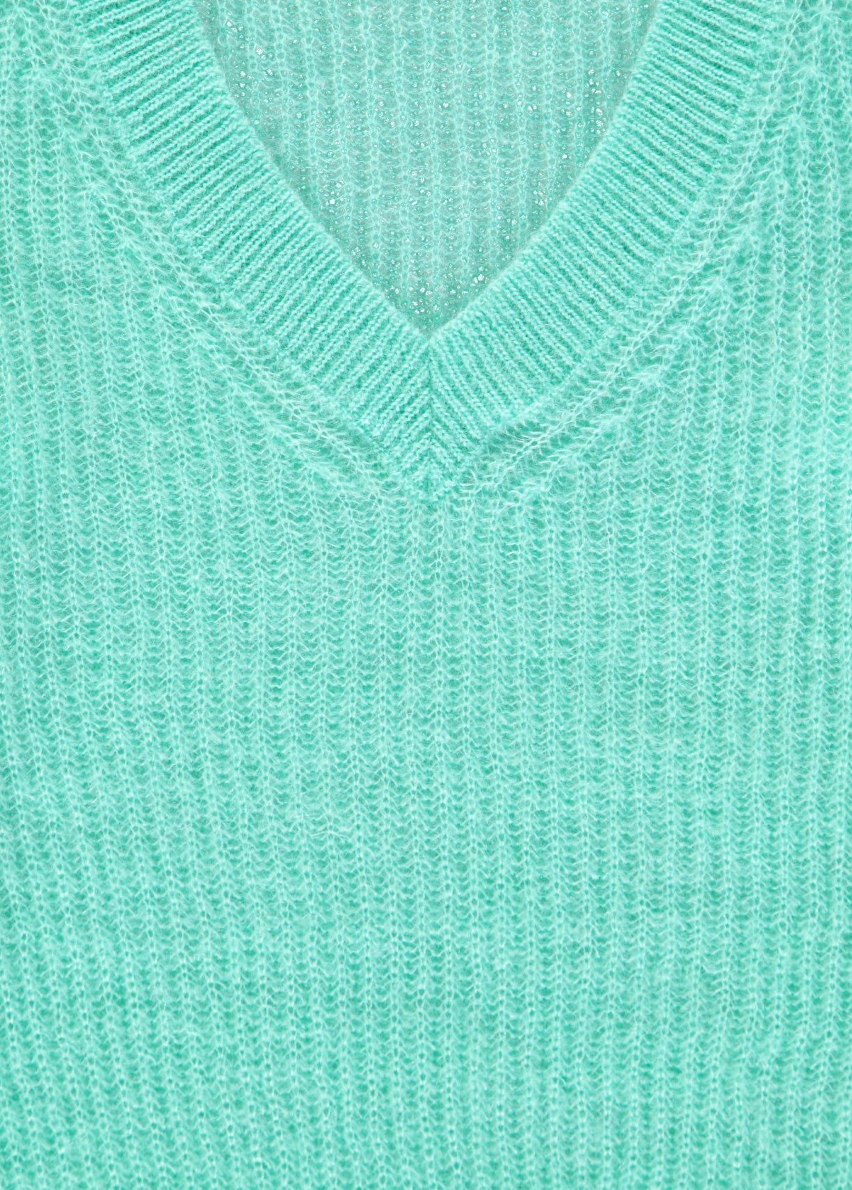 Turquoise mohair blend v-neck sweater RE—SSENTIEL | Essentiel second hand