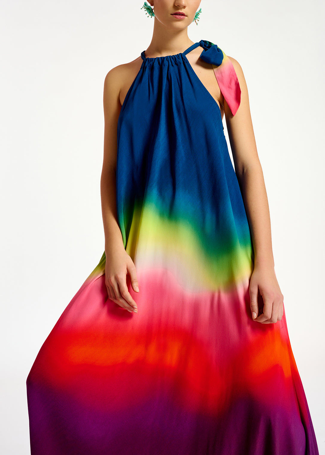 Multicolor halter neck maxi dress with gradient effect RE—SSENTIEL | Essentiel second hand
