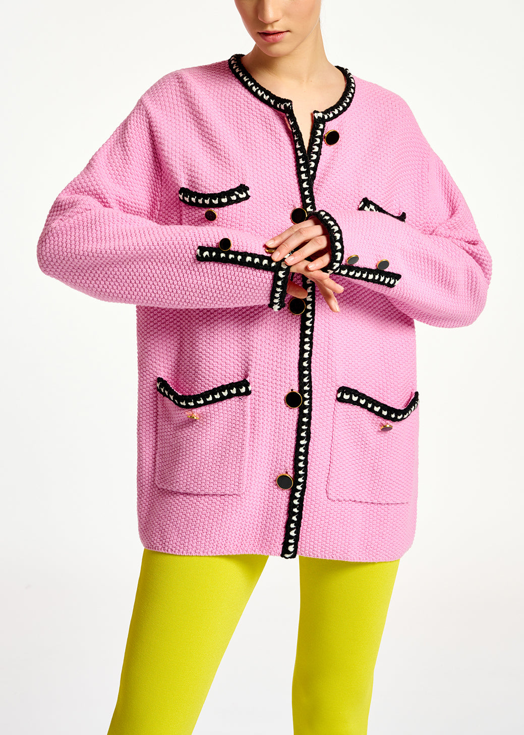 Cardigan rose en laine et coton RE—SSENTIEL | Essentiel second hand