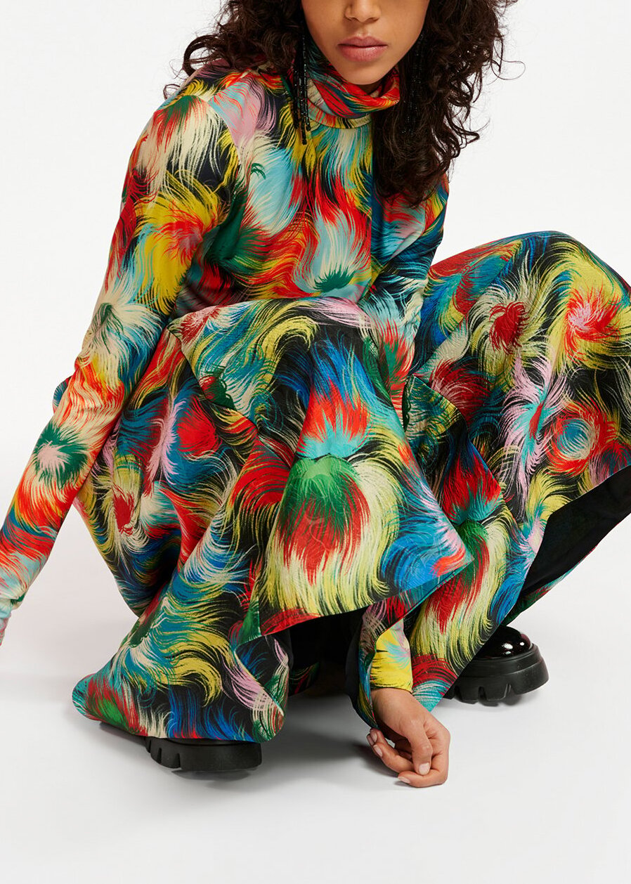 Multicolor abstract-print turtleneck top RE—SSENTIEL | Essentiel second hand
