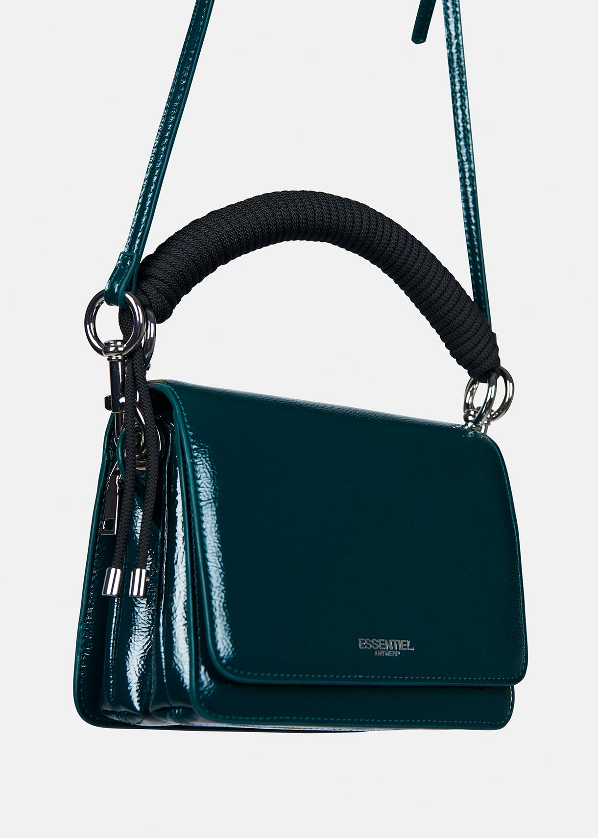Glossy dark green shoulder bag RE—SSENTIEL | Essentiel second hand