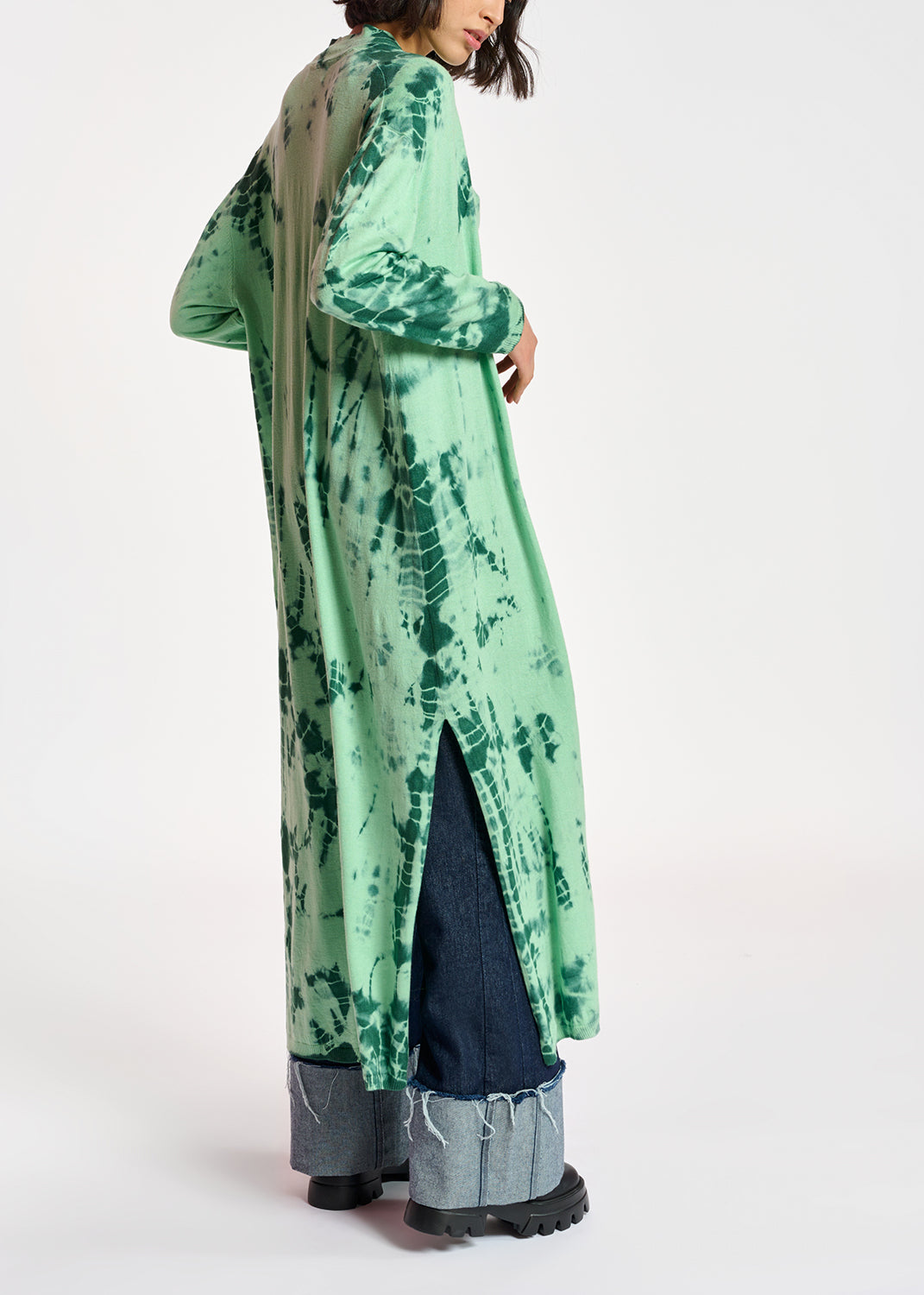 Long cardigan tie-dye vert menthe et vert foncé RE—SSENTIEL | Essentiel second hand
