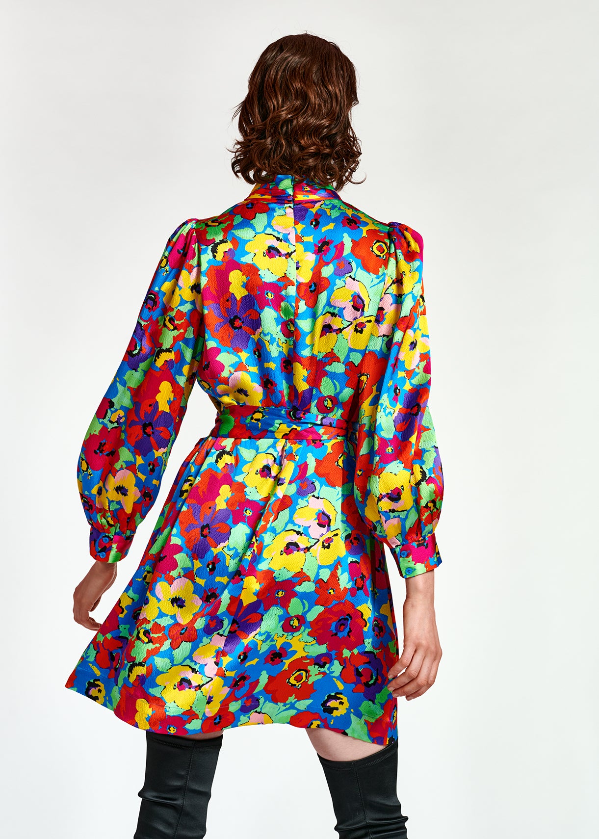 Mini-robe en soie turquoise à fleurs RE—SSENTIEL | Essentiel second hand