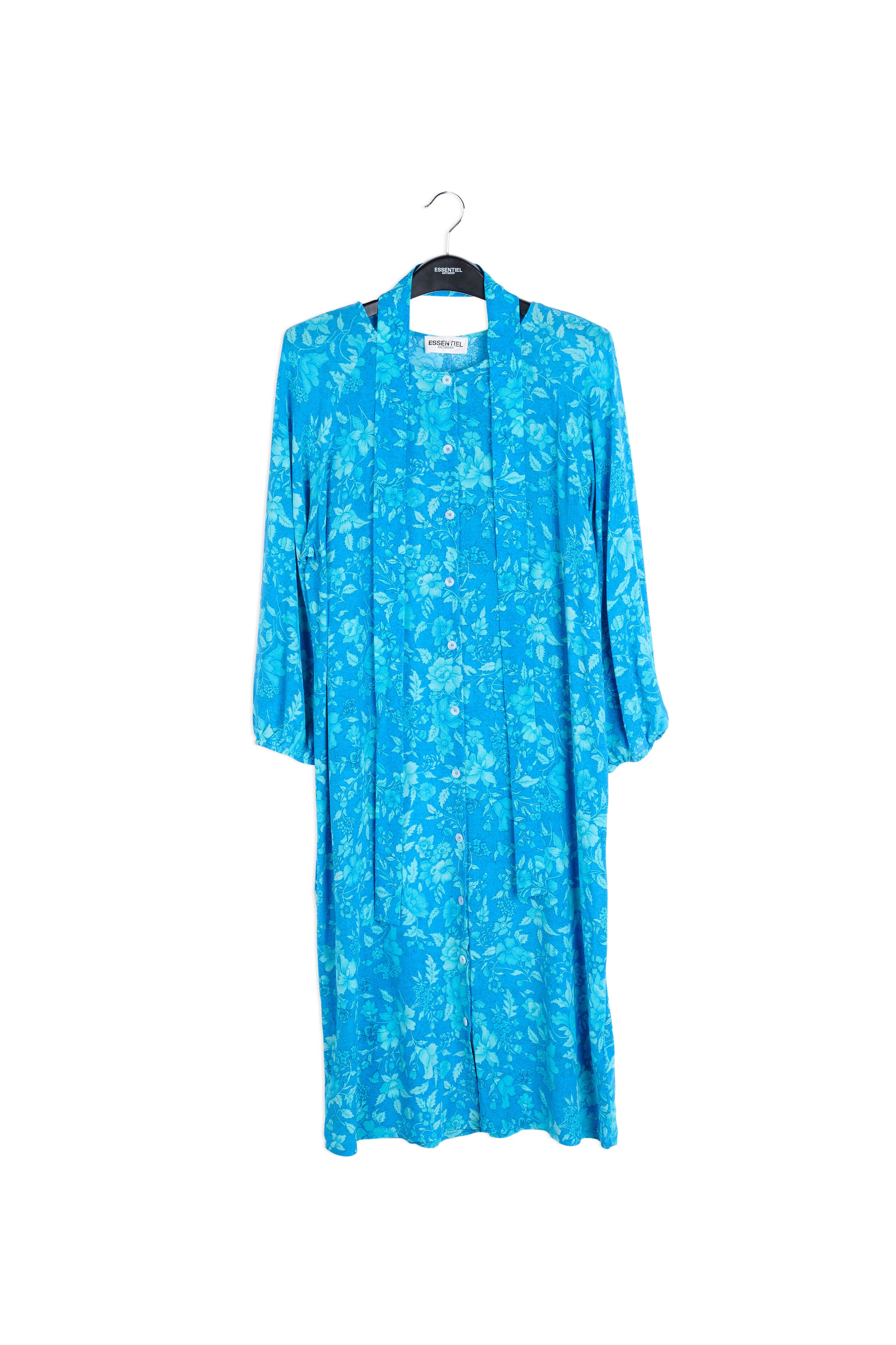 Printed blue silk shirt dress RE—SSENTIEL | Essentiel second hand