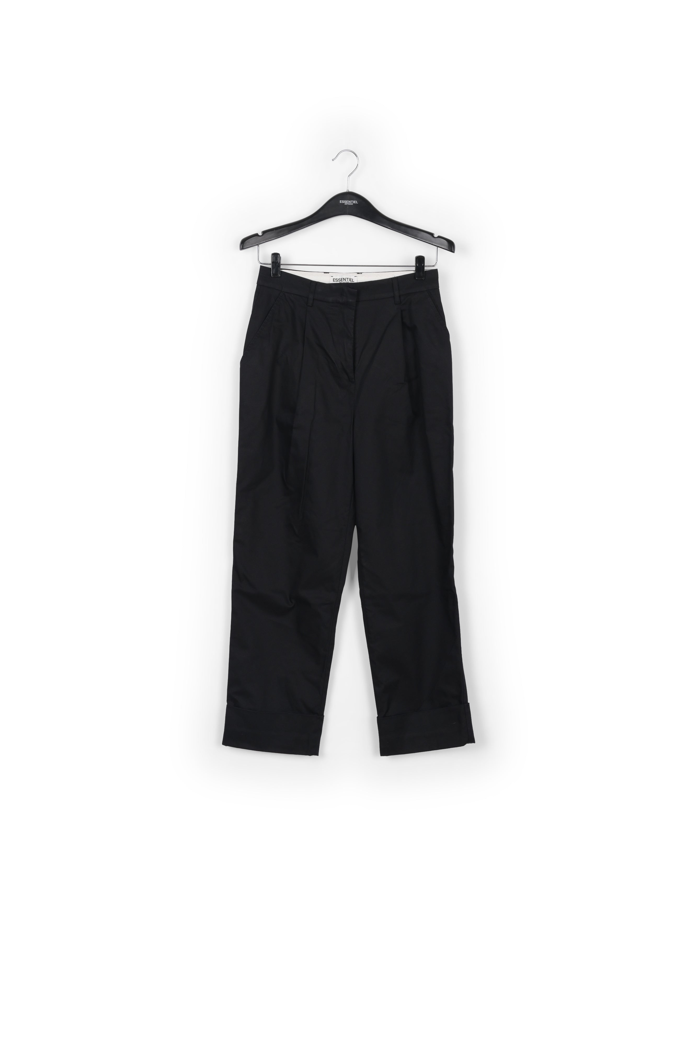 Black cotton-blend straight-leg pants RE—SSENTIEL | Essentiel second hand