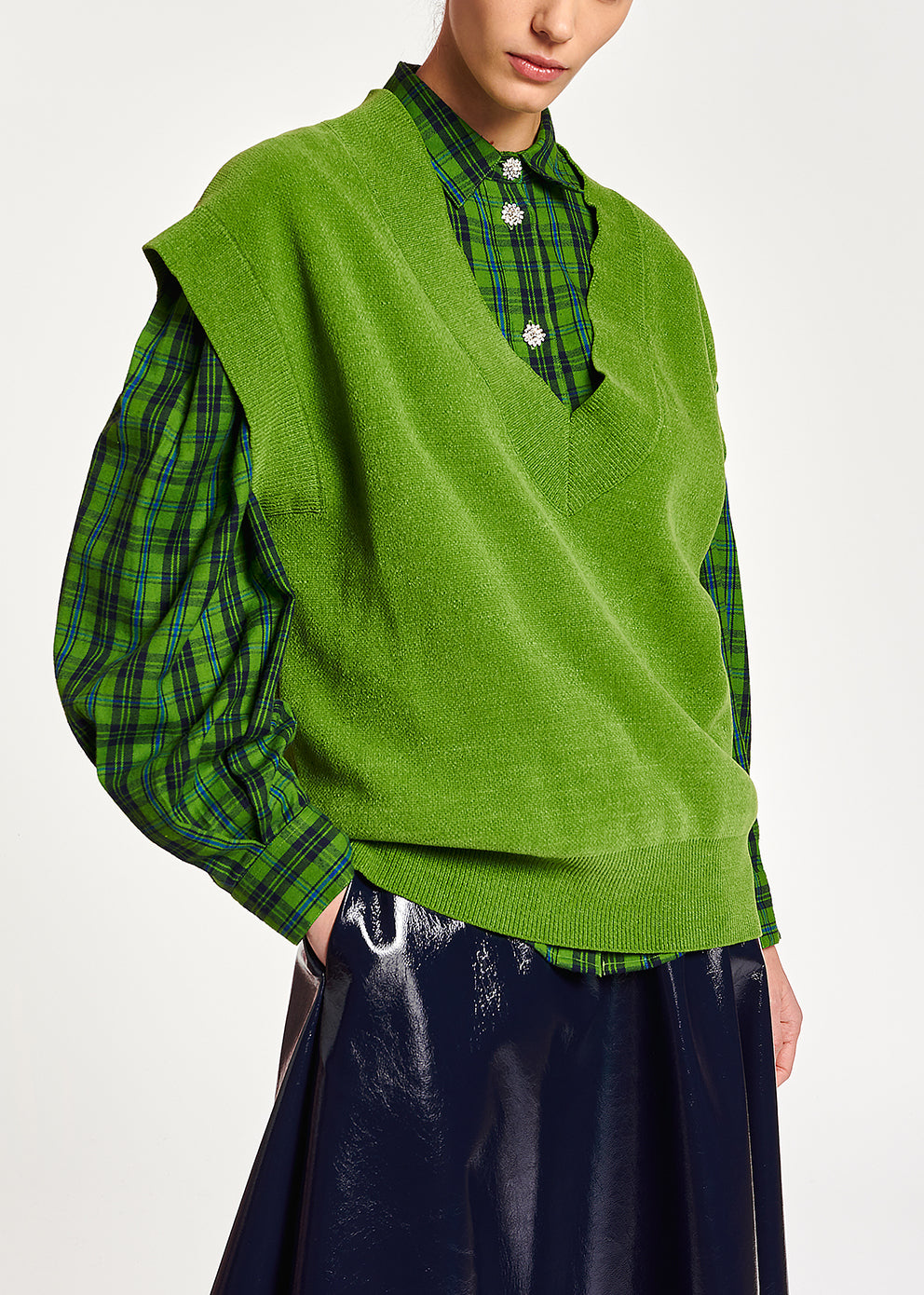 Green sleeveless knitted vest RE—SSENTIEL | Essentiel second hand