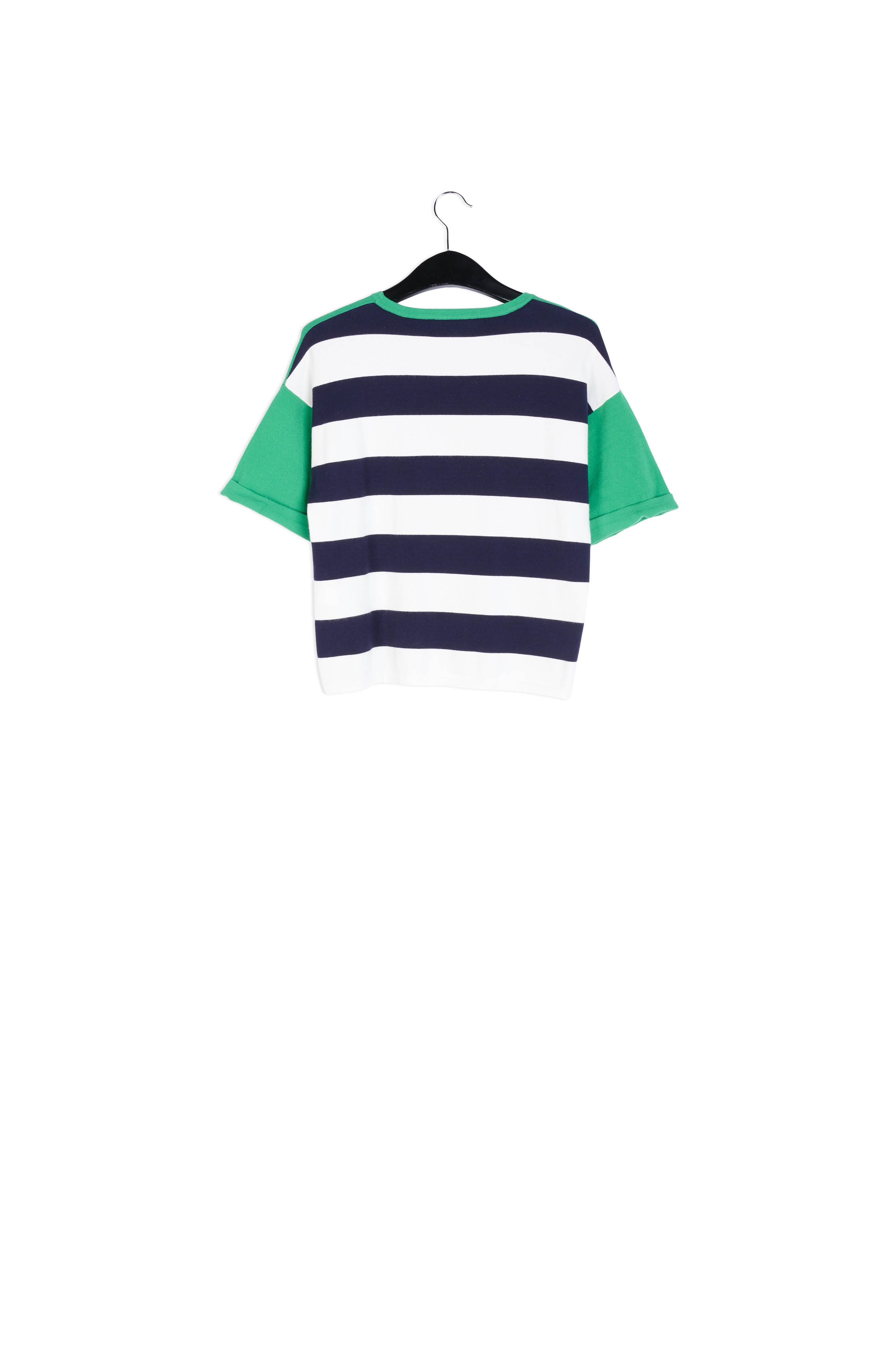 Pull vert à manches courtes avec rayures RE—SSENTIEL | Essentiel second hand