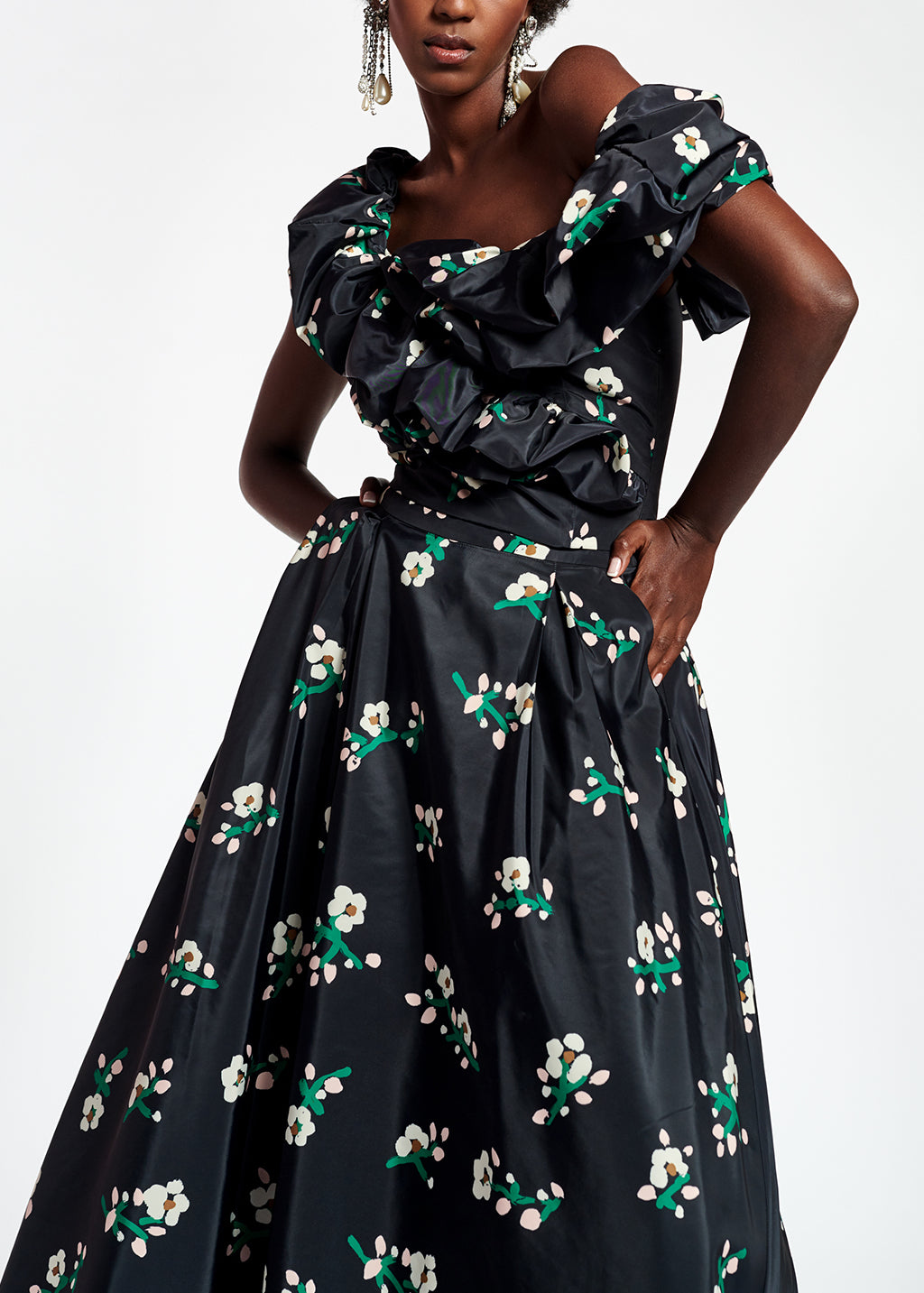 Black taffeta bustier top RE—SSENTIEL | Essentiel second hand