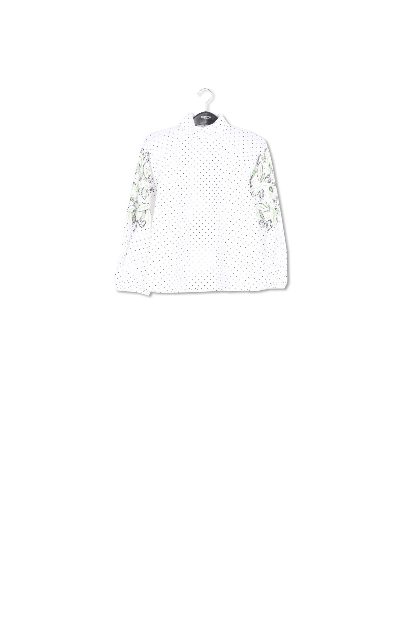 White polka-dotted top with stand-up collar RE—SSENTIEL | Essentiel second hand