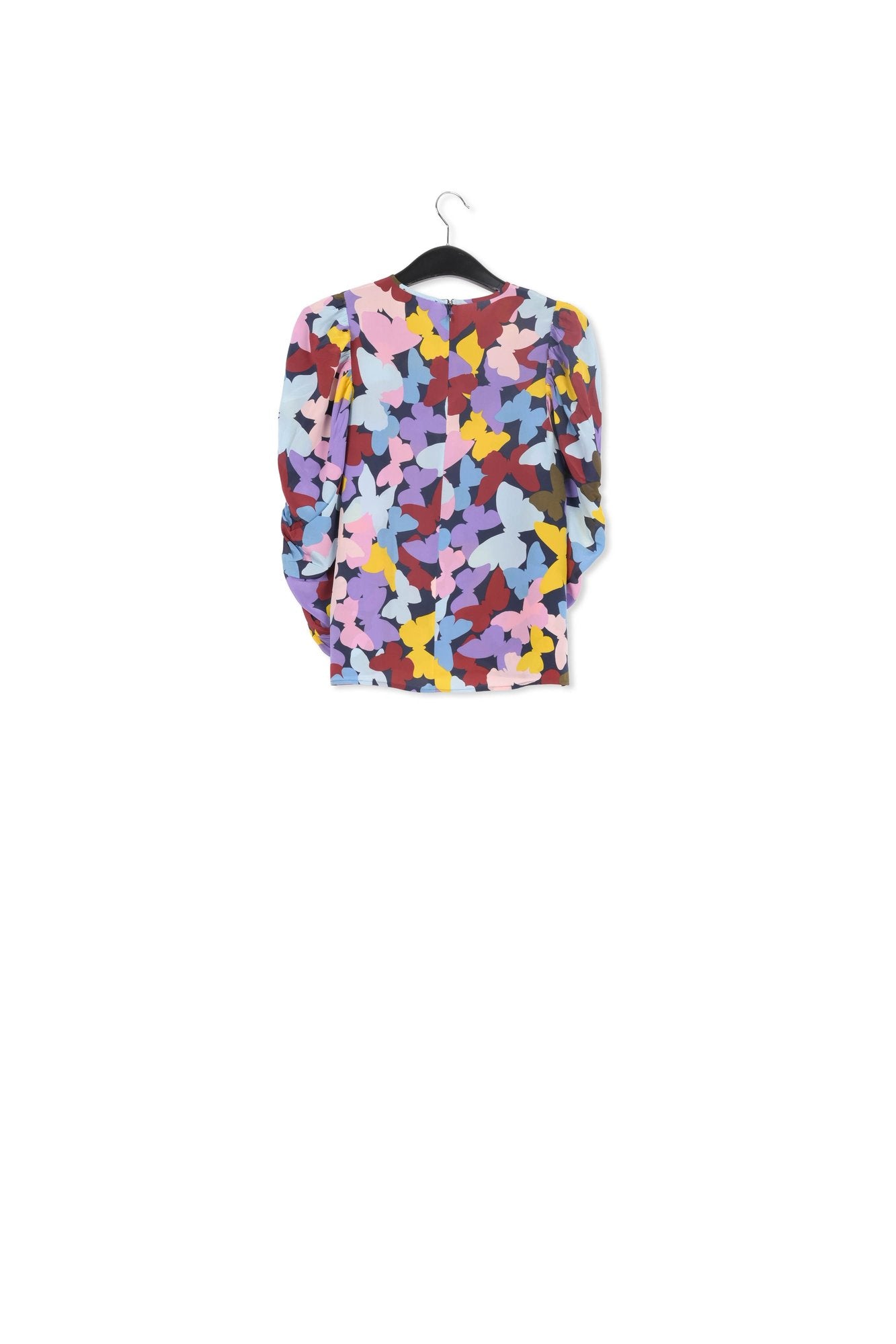 Dark blue silk butterfly print top RE—SSENTIEL | Essentiel second hand