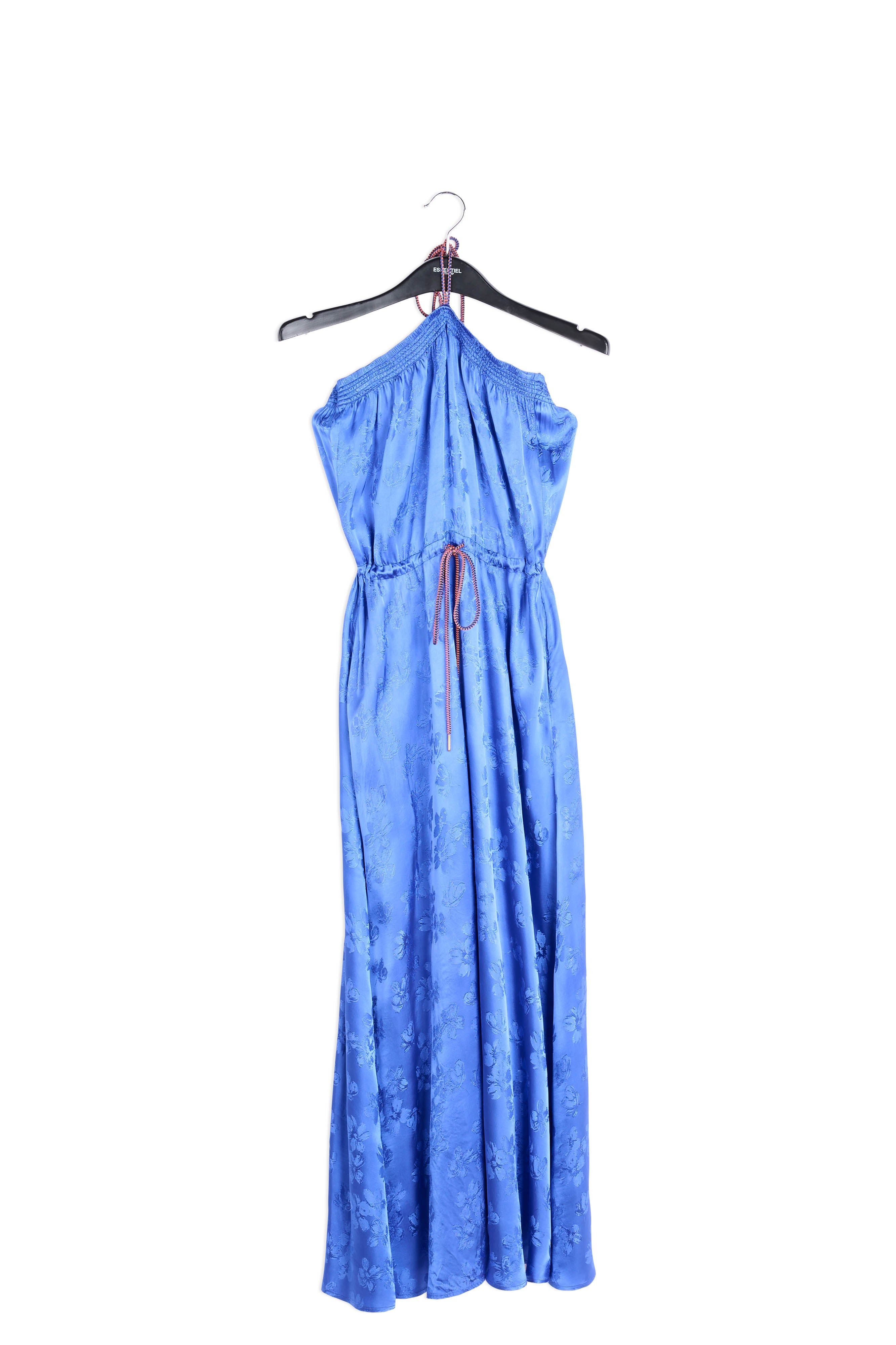 Cobalt blue floral-print jacquard maxi dress RE—SSENTIEL | Essentiel second hand