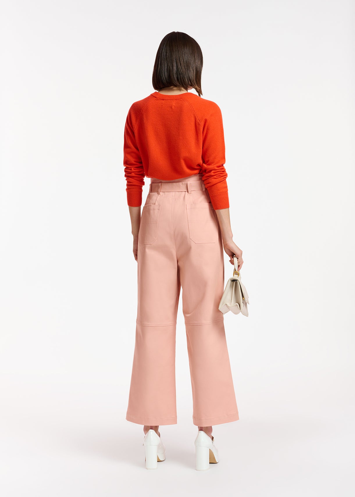 Pink belted straight-leg pants RE—SSENTIEL | Essentiel second hand