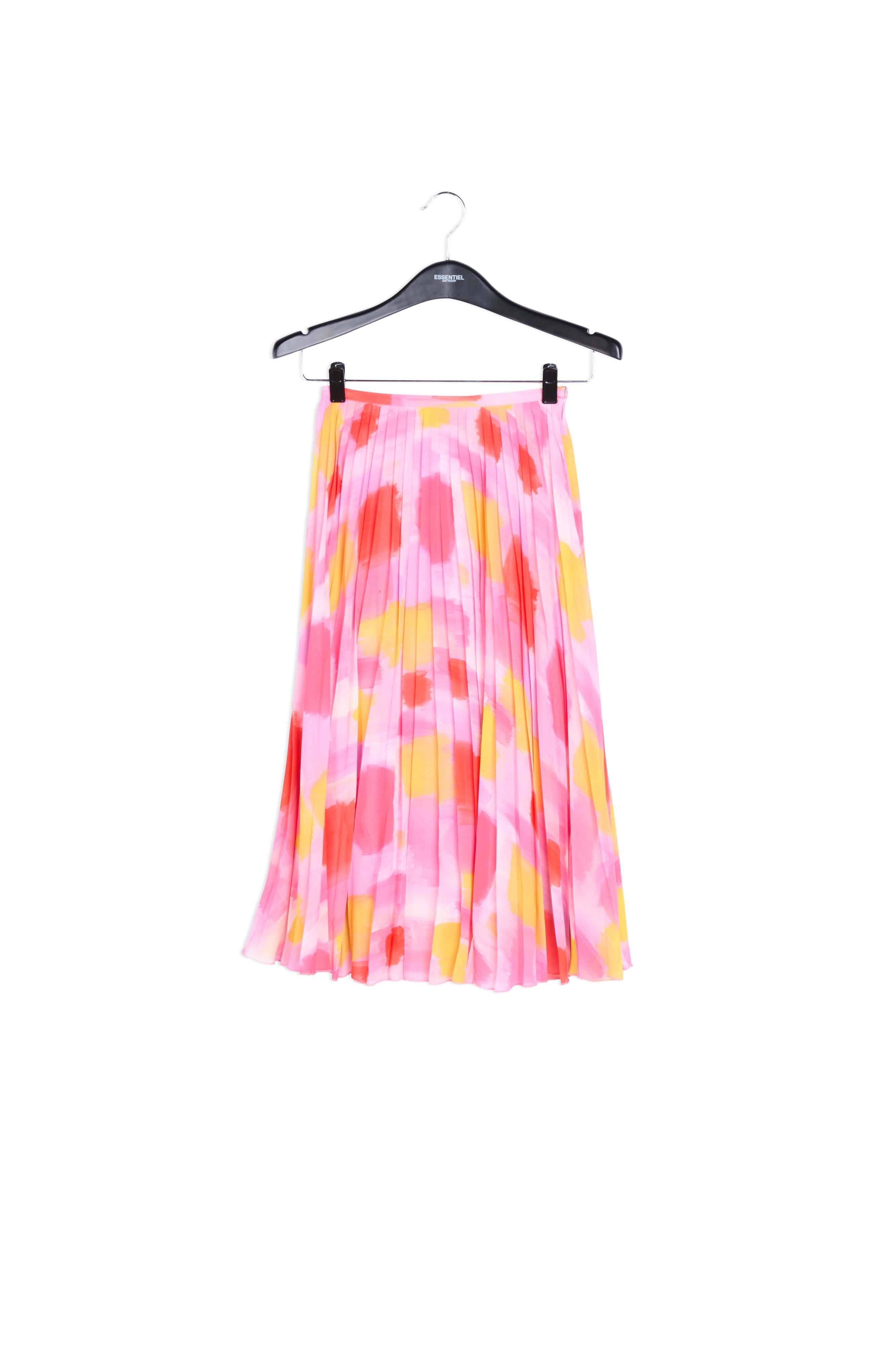 Jupe midi plissée rose et jaune RE—SSENTIEL | Essentiel second hand