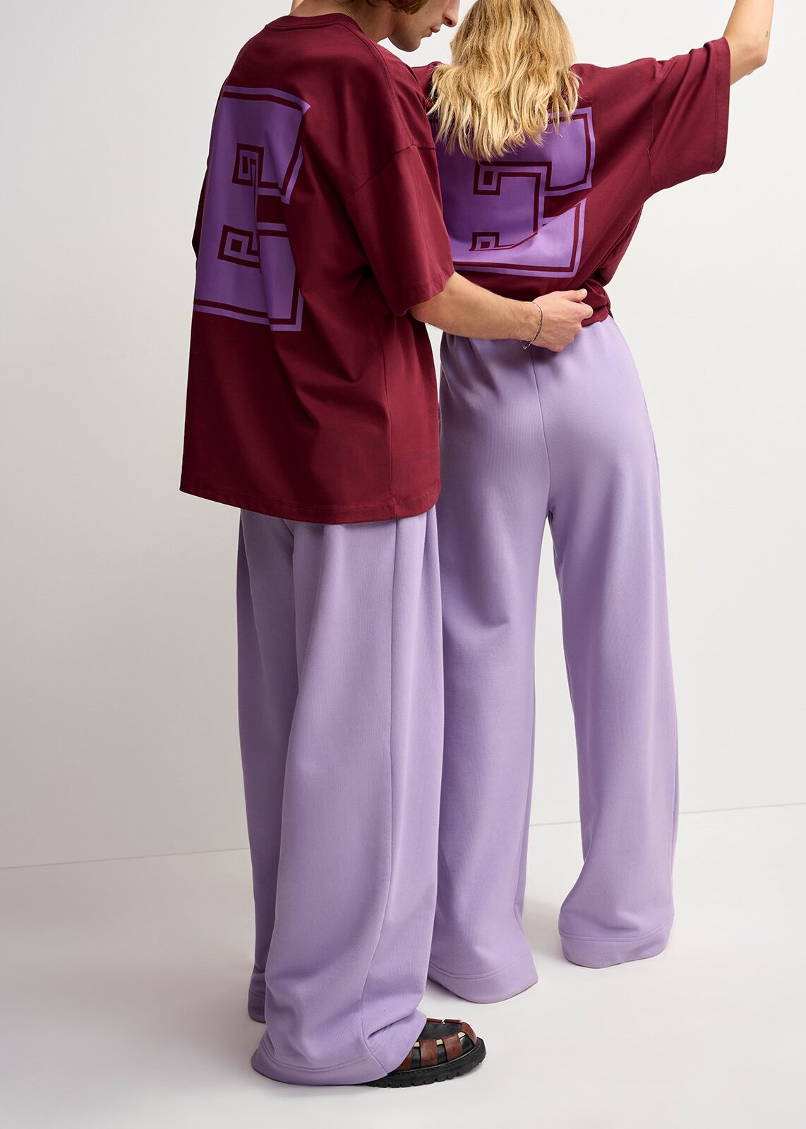 Lilac wide-leg cotton-jersey sweatpants RE—SSENTIEL | Essentiel second hand