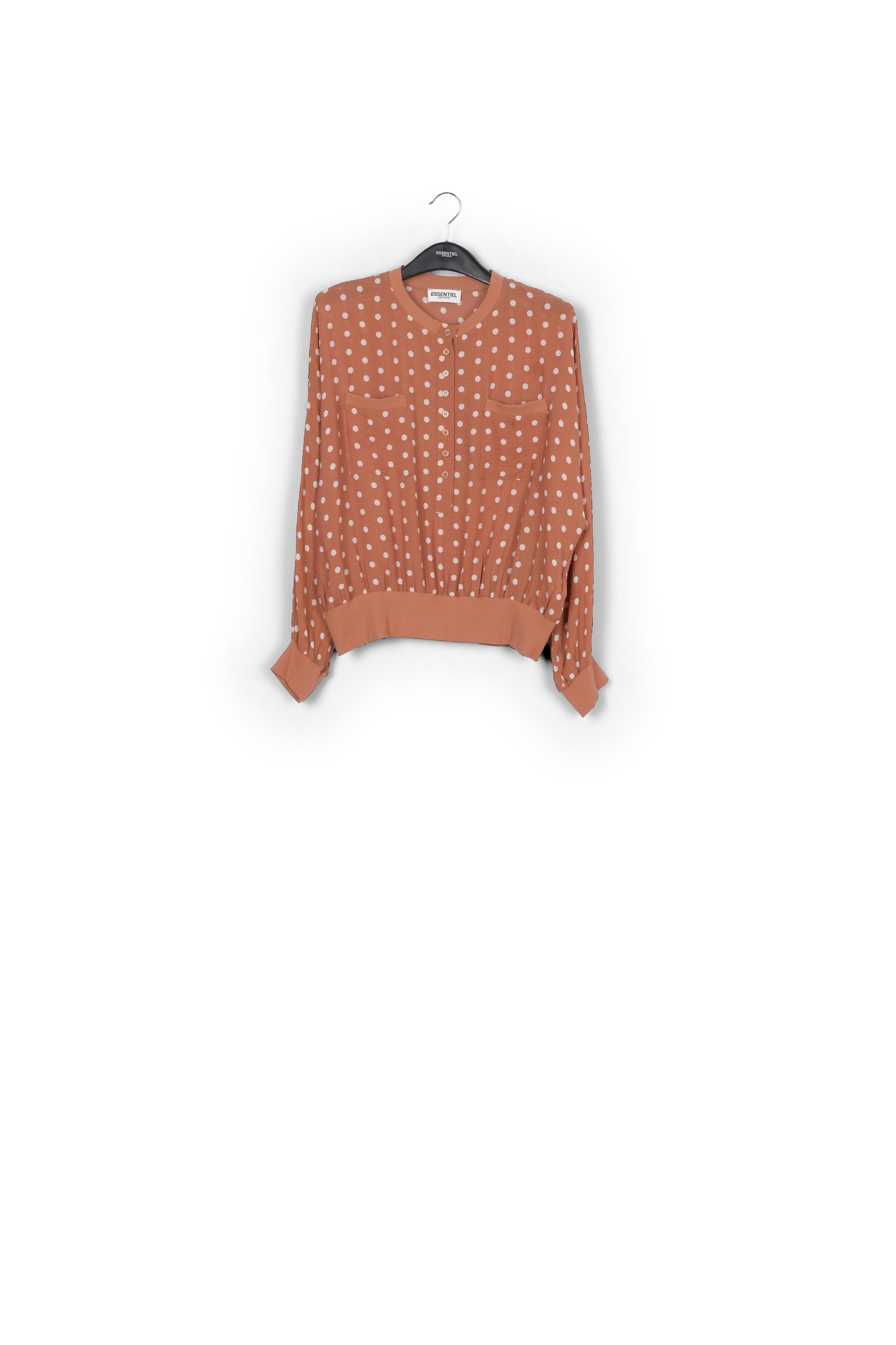 Brown and white polka-dot loose-fit top RE—SSENTIEL | Essentiel second hand
